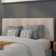 Bedford Tufted Upholstered Full Size Headboard in Beige Fabric