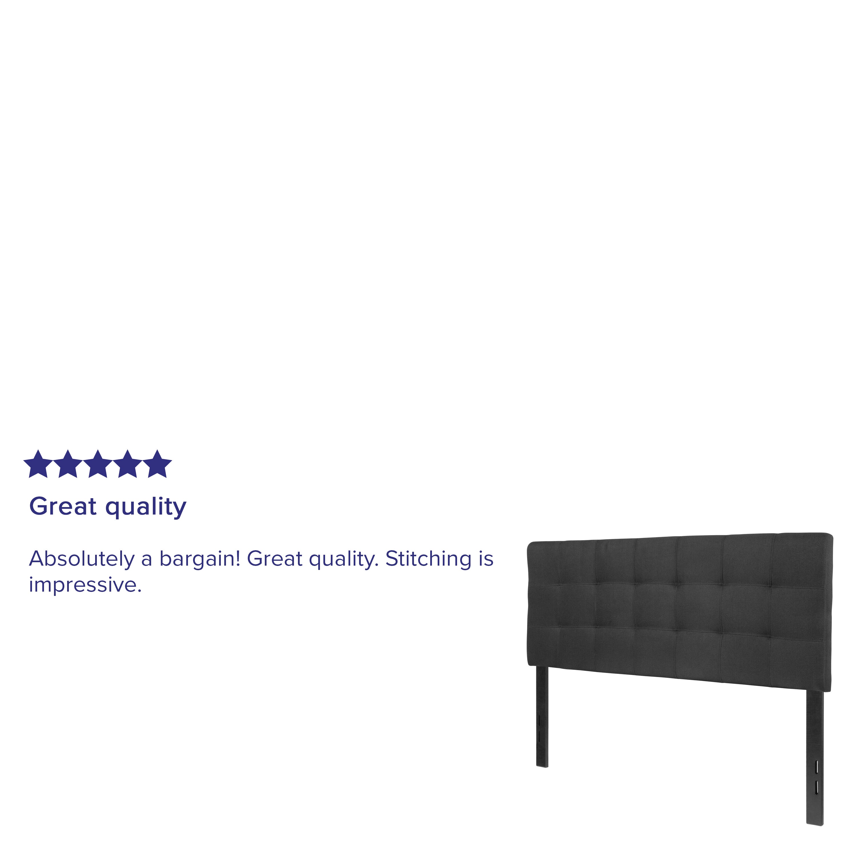 Bedford Tufted Upholstered Full Size Headboard in Black Fabric