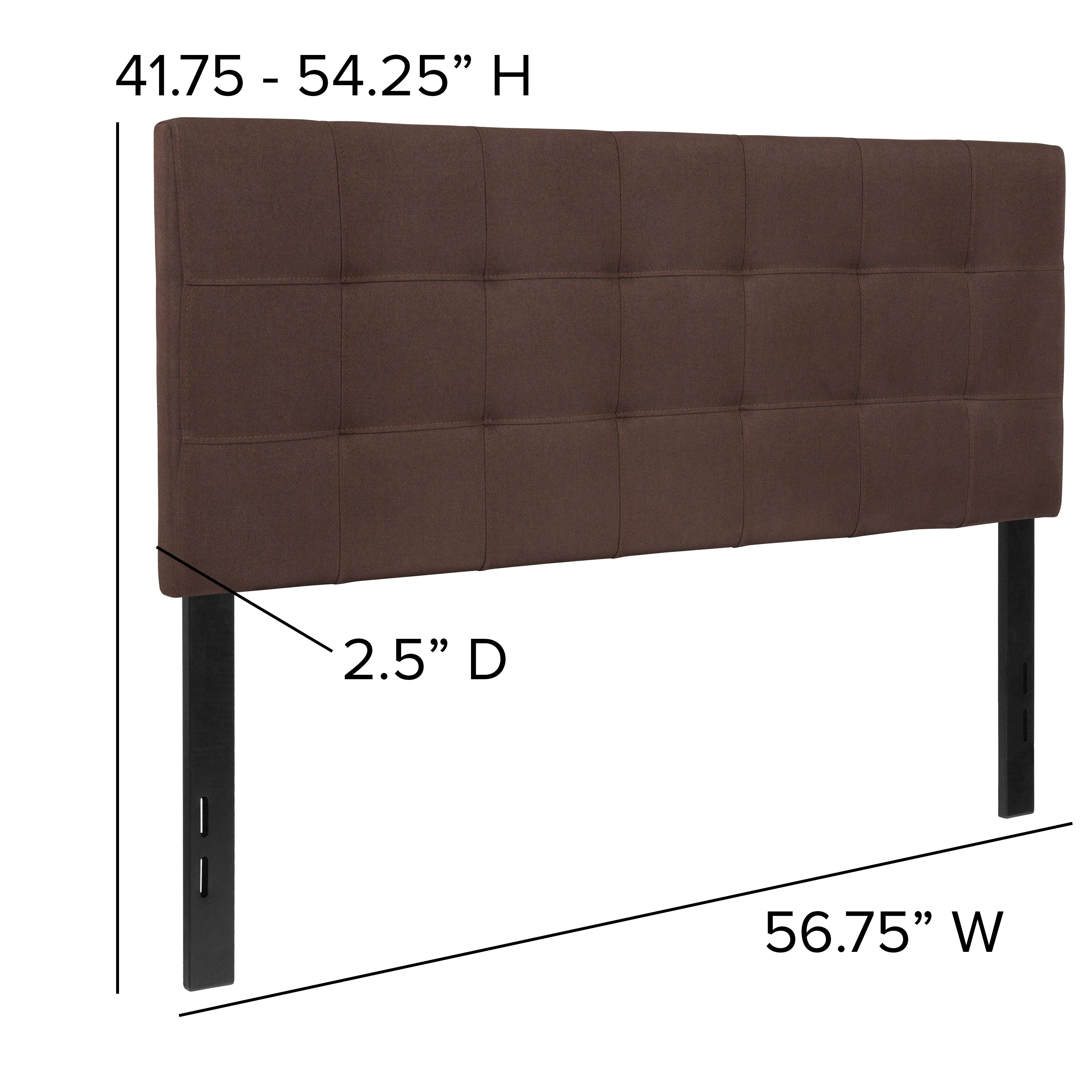 Bedford Tufted Upholstered Full Size Headboard in Dark Brown Fabric