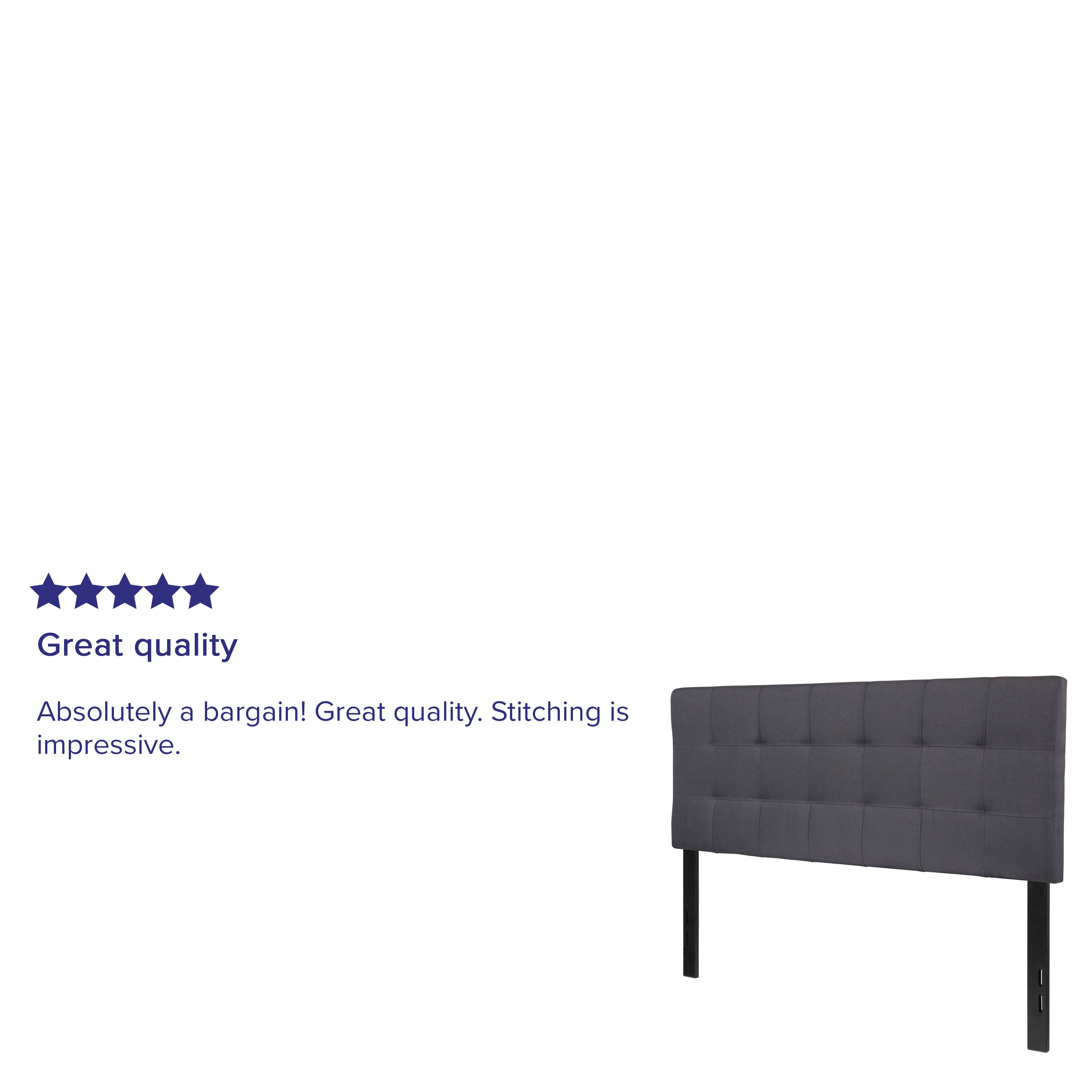 Bedford Tufted Upholstered Full Size Headboard in Dark Gray Fabric