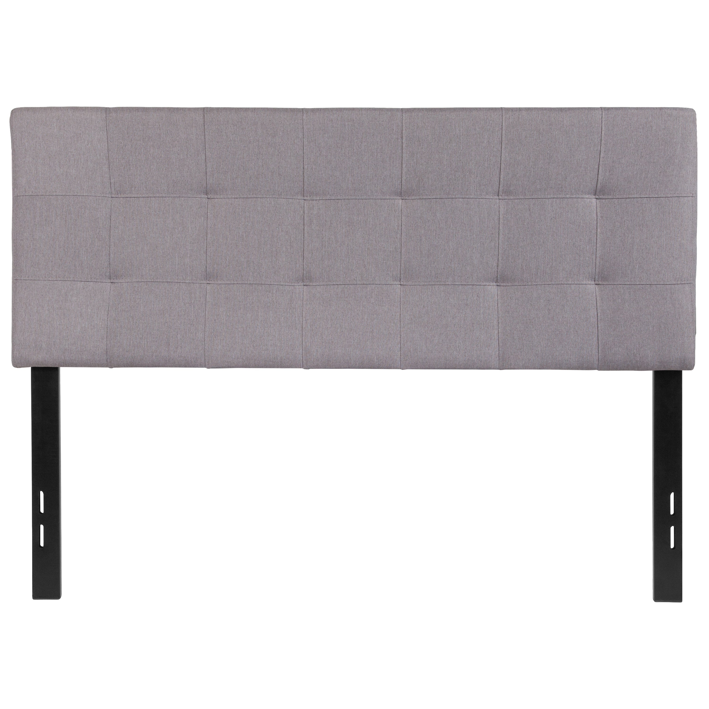 Bedford Tufted Upholstered Full Size Headboard in Light Gray Fabric