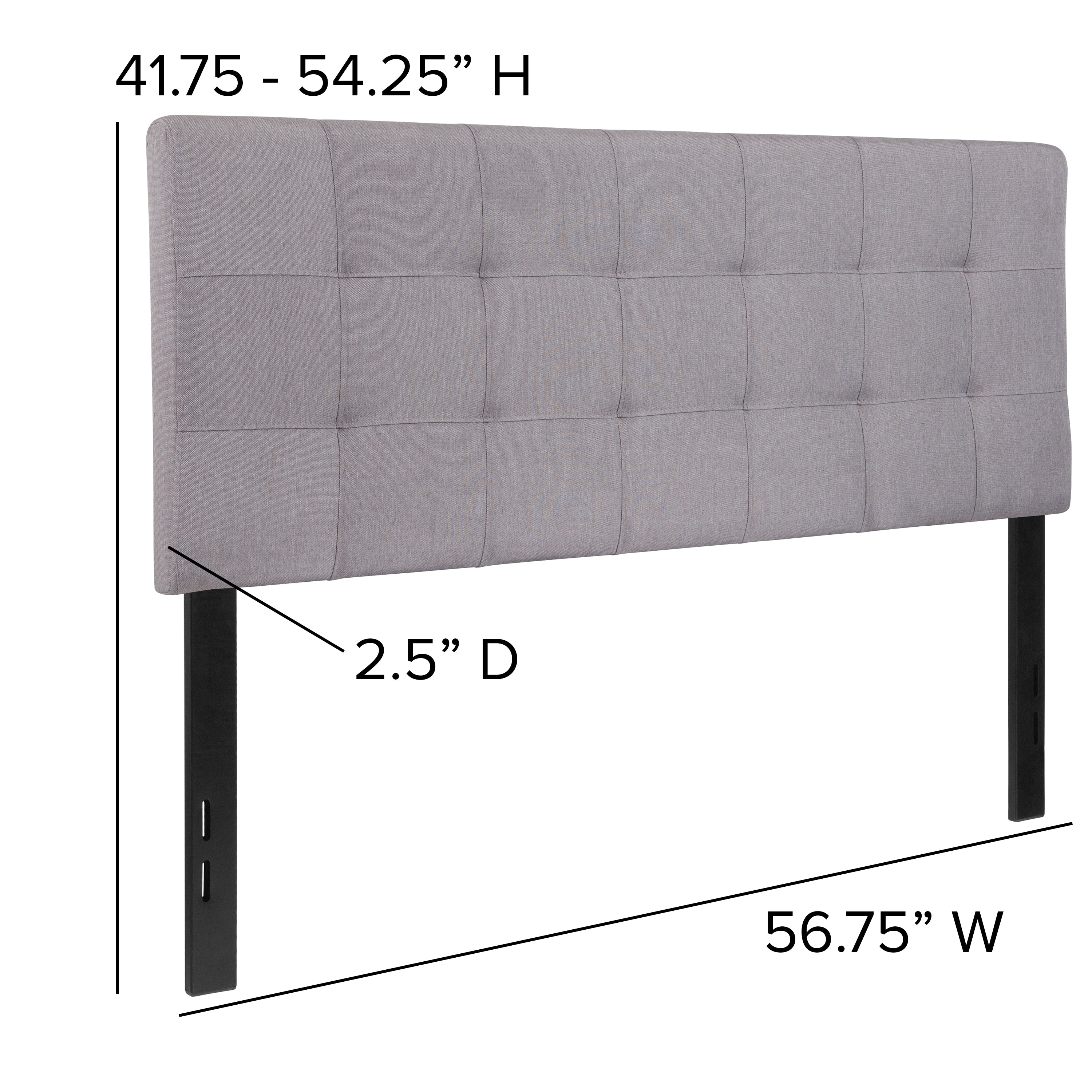 Bedford Tufted Upholstered Full Size Headboard in Light Gray Fabric