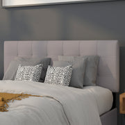 Bedford Tufted Upholstered Full Size Headboard in Light Gray Fabric