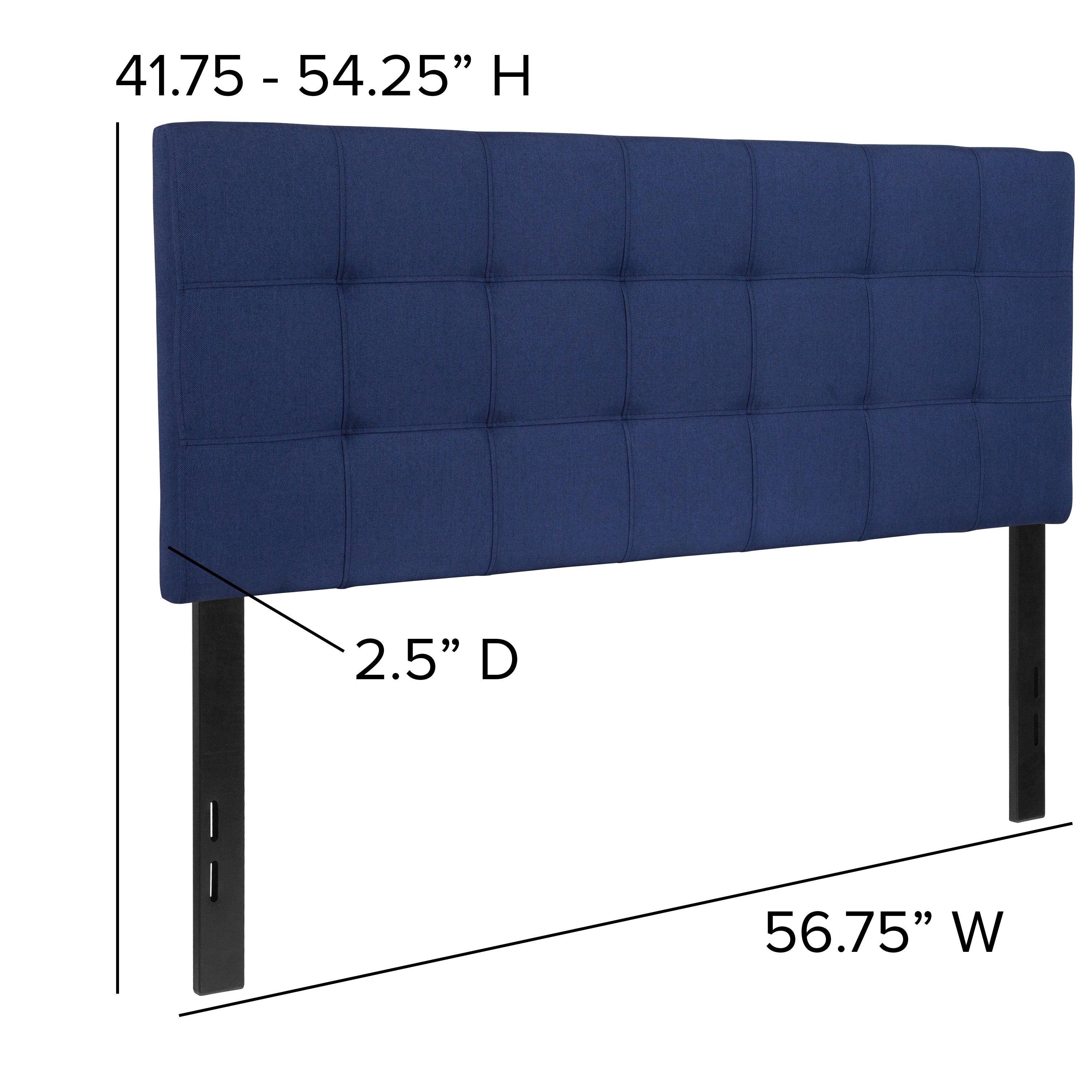 Bedford Tufted Upholstered Full Size Headboard in Navy Fabric