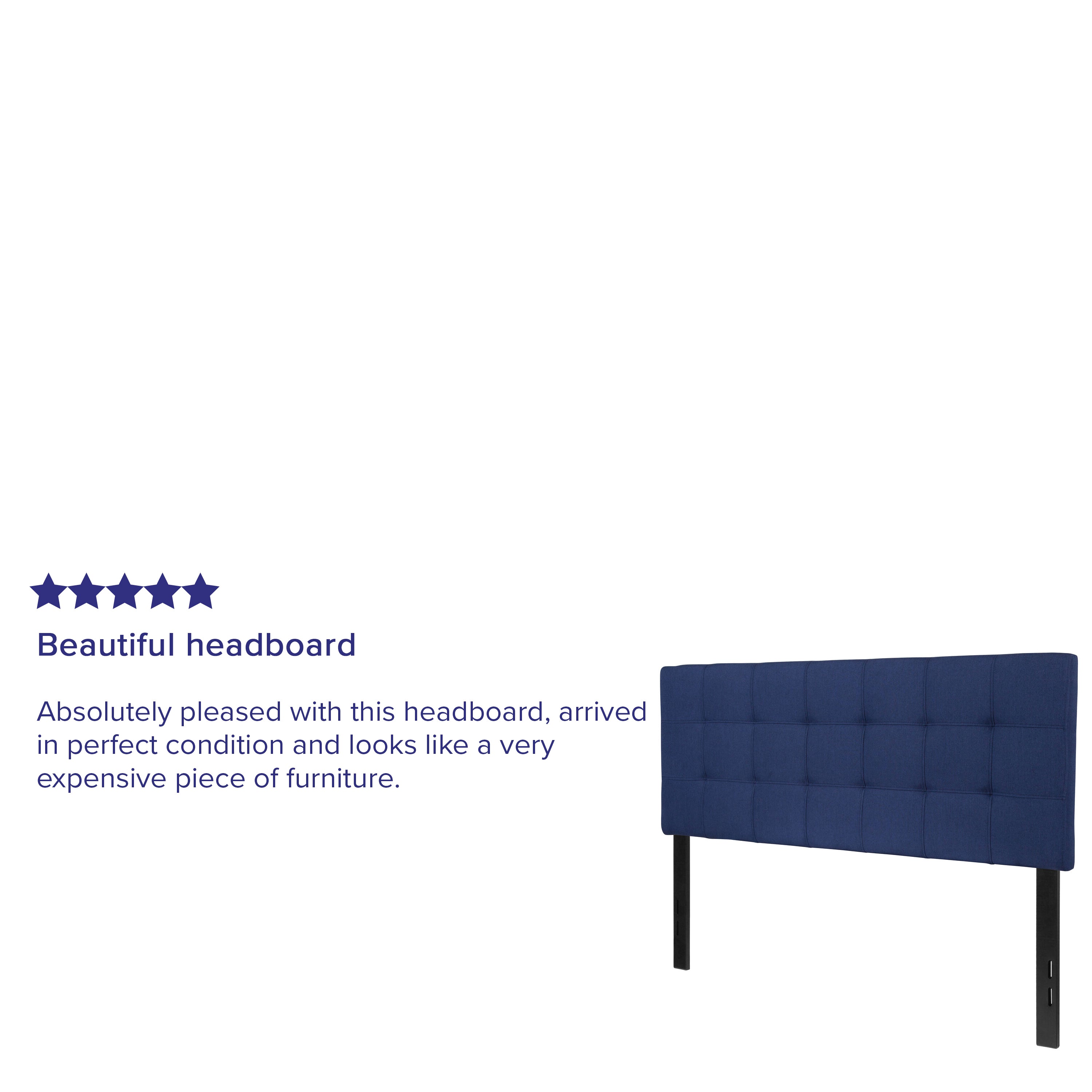 Bedford Tufted Upholstered Full Size Headboard in Navy Fabric