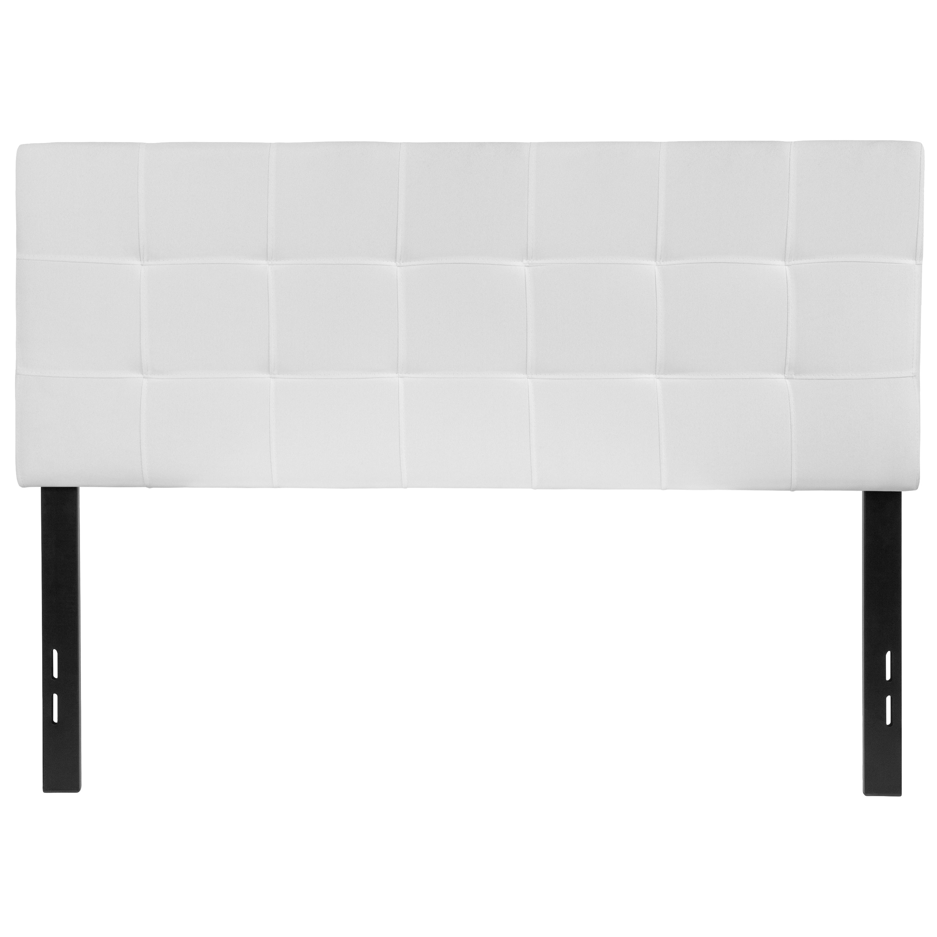 Bedford Tufted Upholstered Full Size Headboard in White Fabric