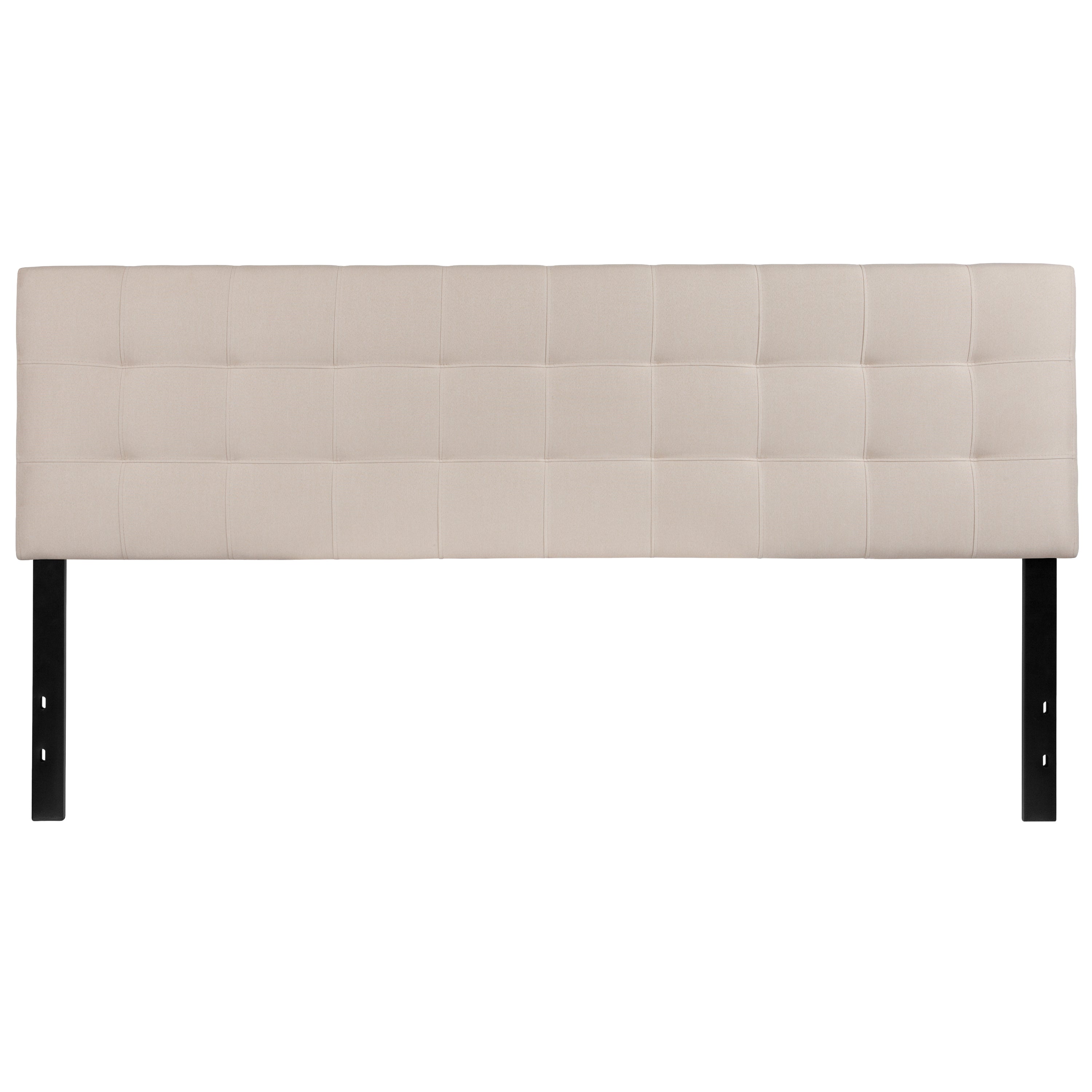 Bedford Tufted Upholstered King Size Headboard in Beige Fabric