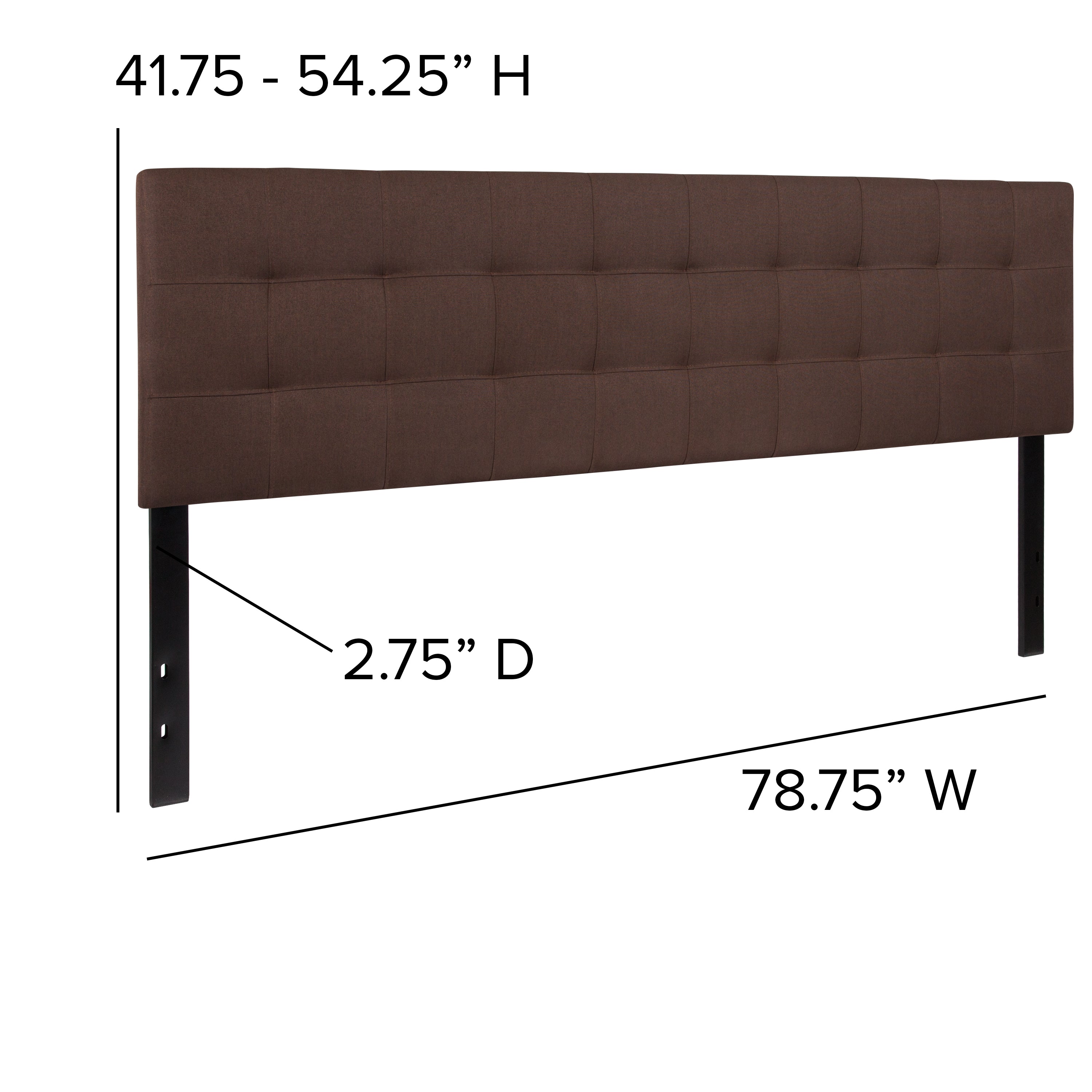 Bedford Tufted Upholstered King Size Headboard in Dark Brown Fabric