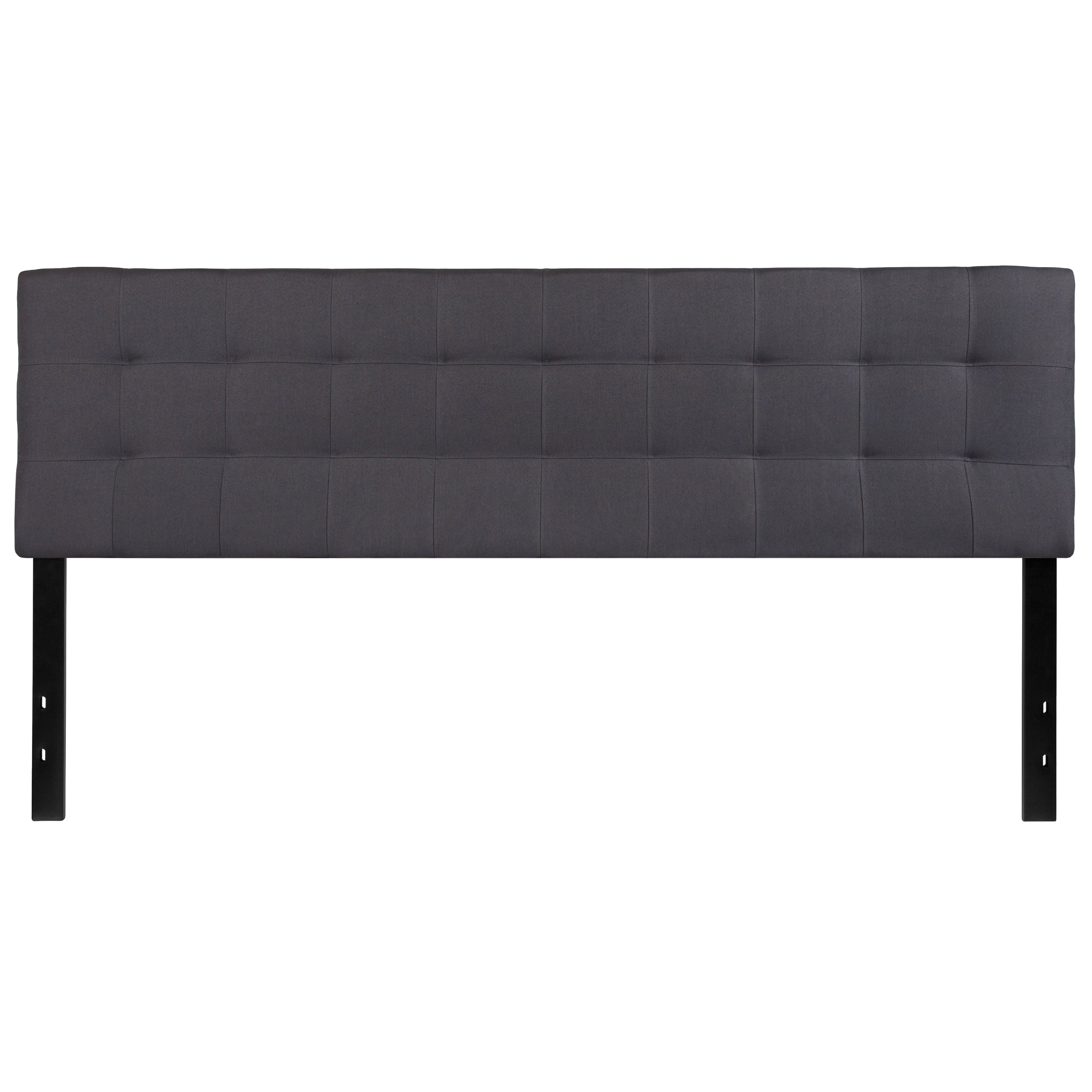 Bedford Tufted Upholstered King Size Headboard in Dark Gray Fabric