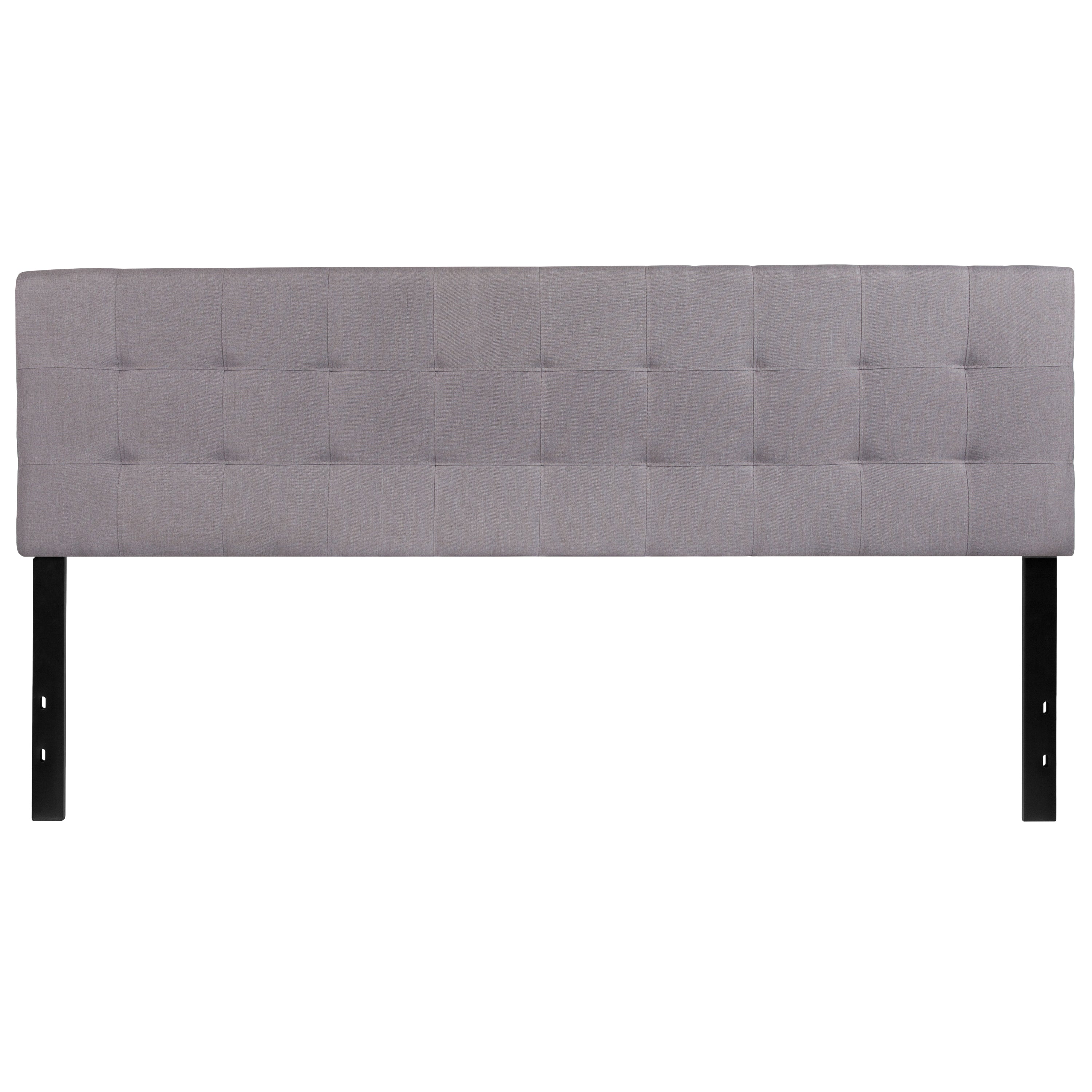 Bedford Tufted Upholstered King Size Headboard in Light Gray Fabric