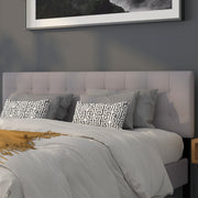Bedford Tufted Upholstered King Size Headboard in Light Gray Fabric