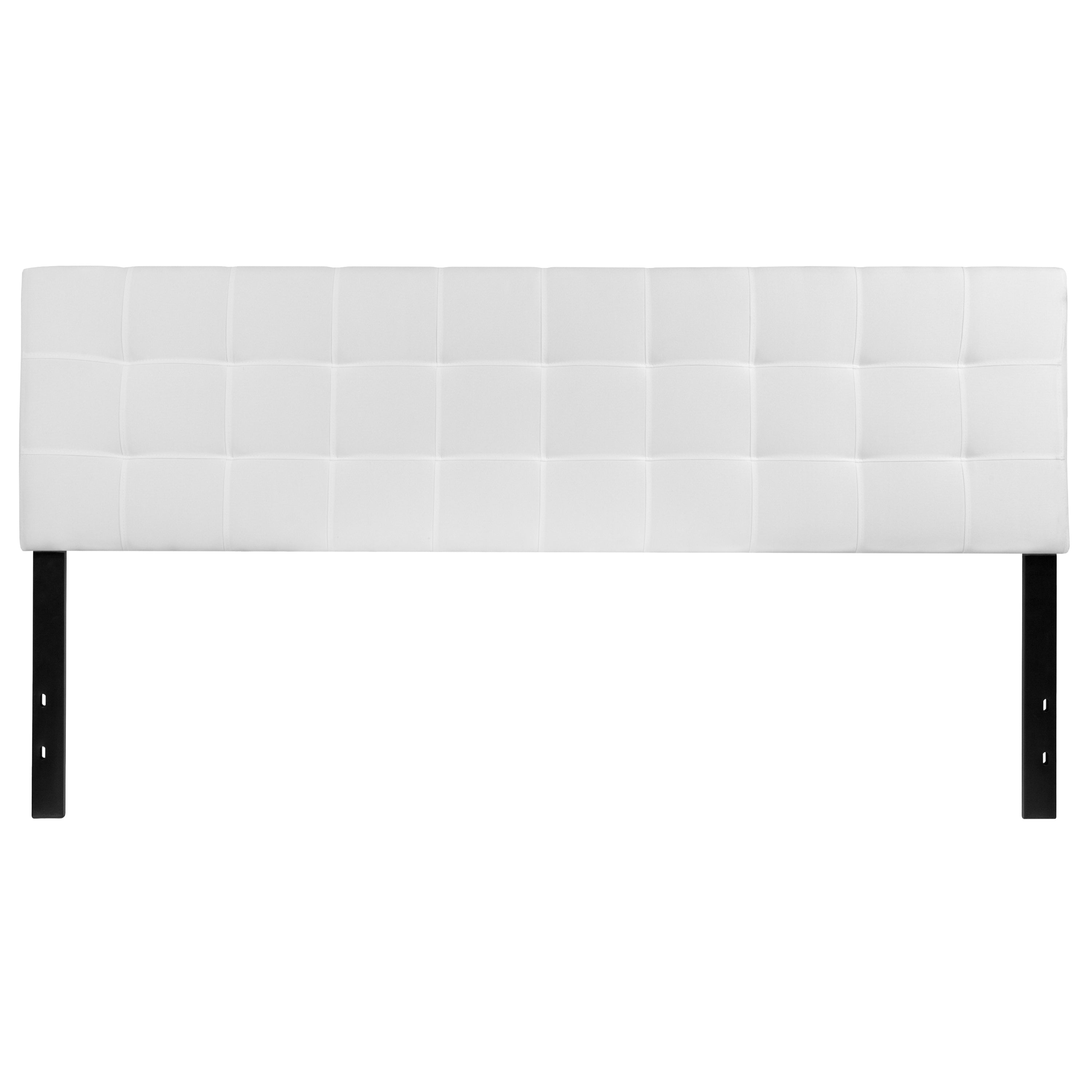 Bedford Tufted Upholstered King Size Headboard in White Fabric
