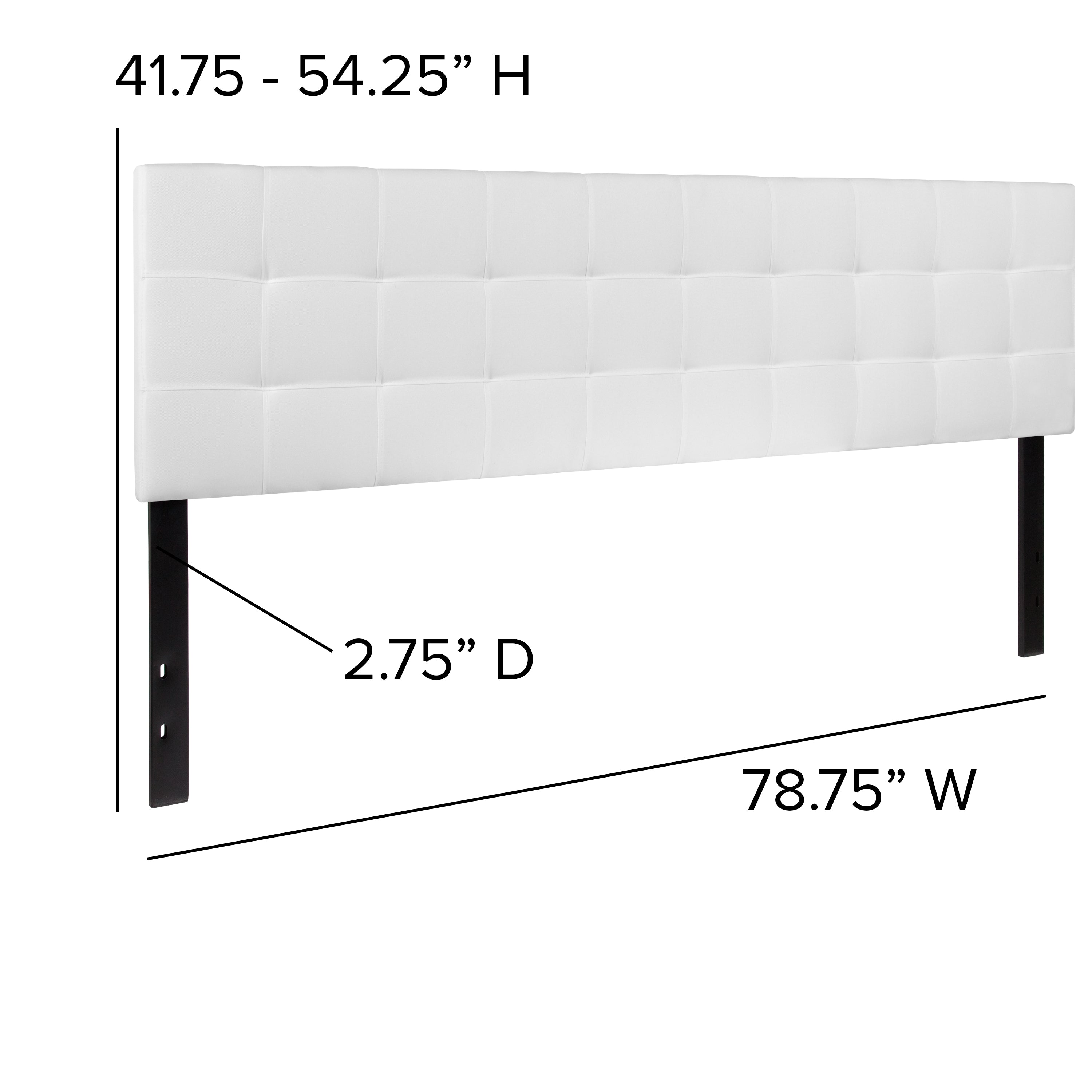 Bedford Tufted Upholstered King Size Headboard in White Fabric