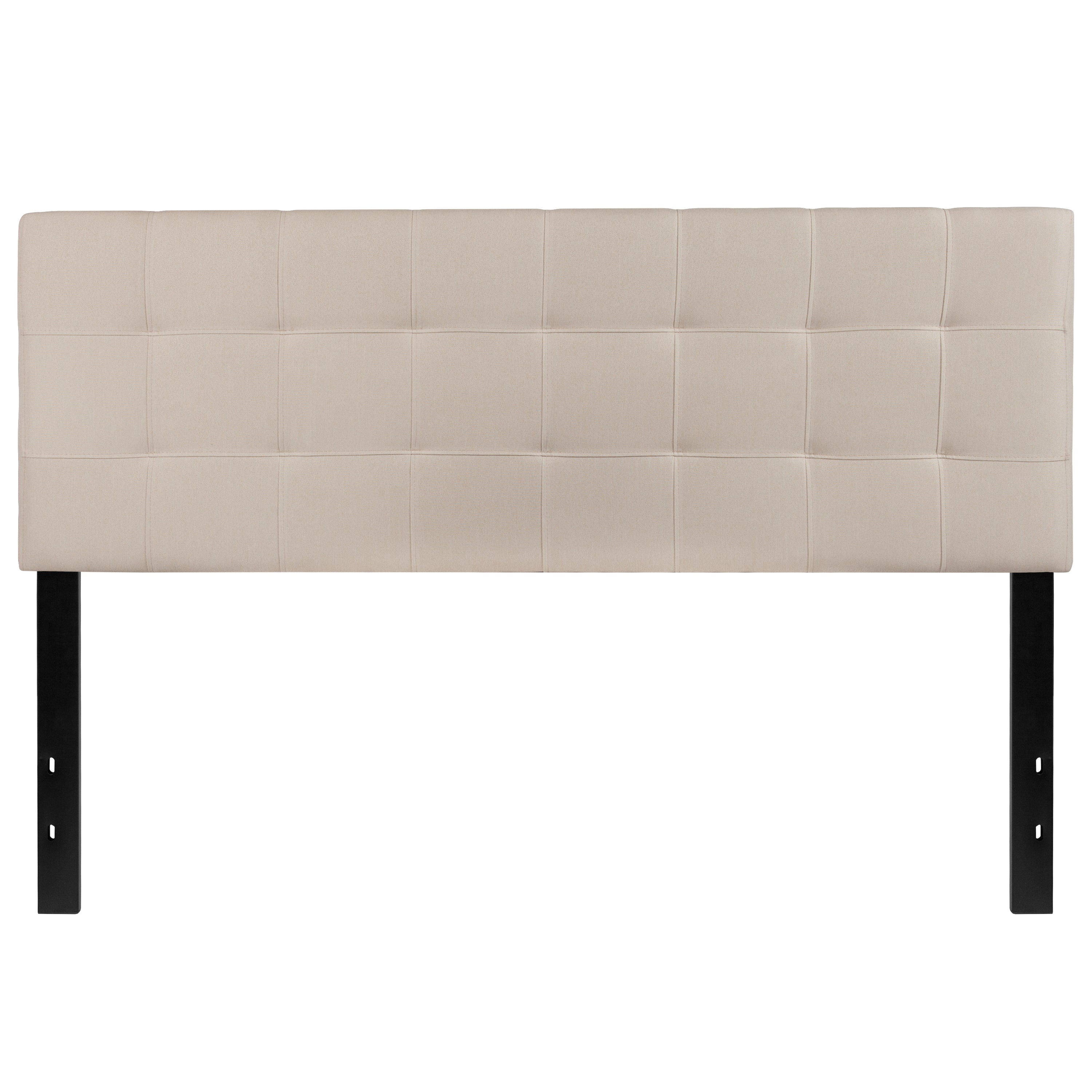 Bedford Tufted Upholstered Queen Size Headboard in Beige Fabric