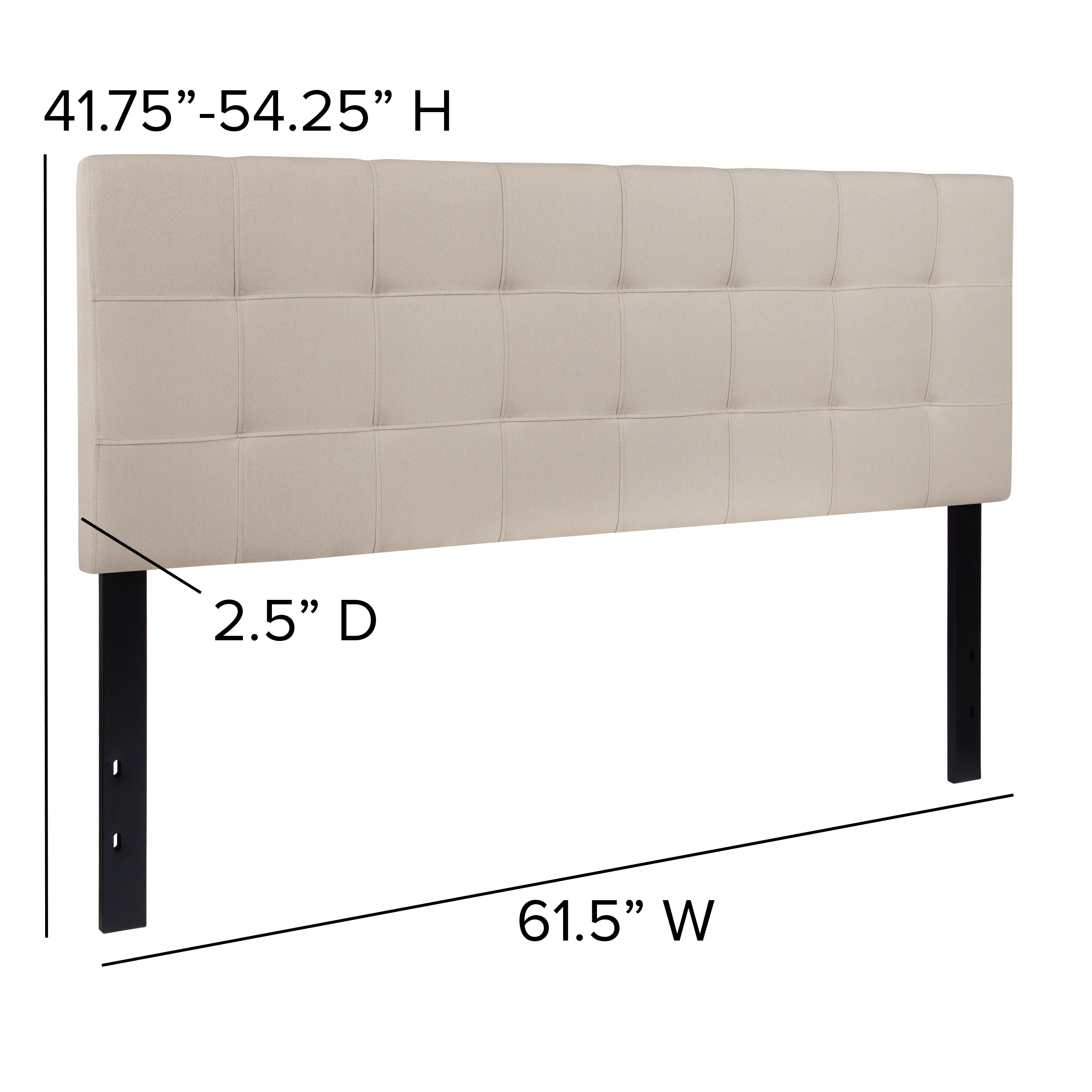 Bedford Tufted Upholstered Queen Size Headboard in Beige Fabric