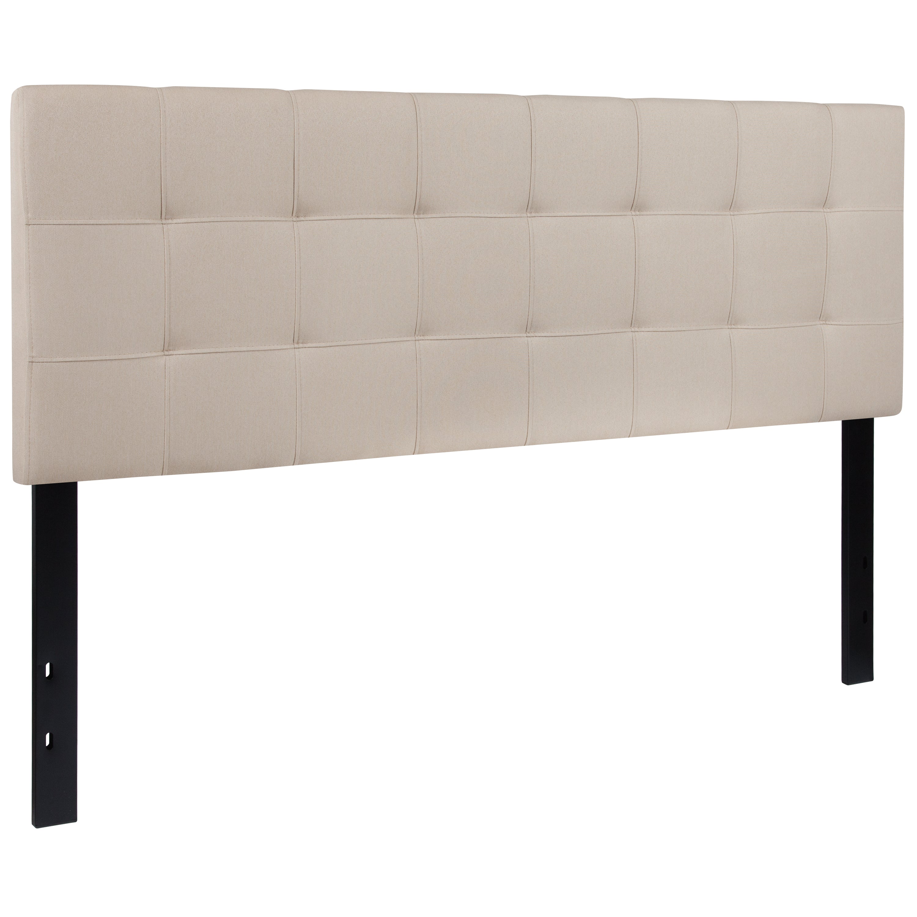 Bedford Tufted Upholstered Queen Size Headboard in Beige Fabric