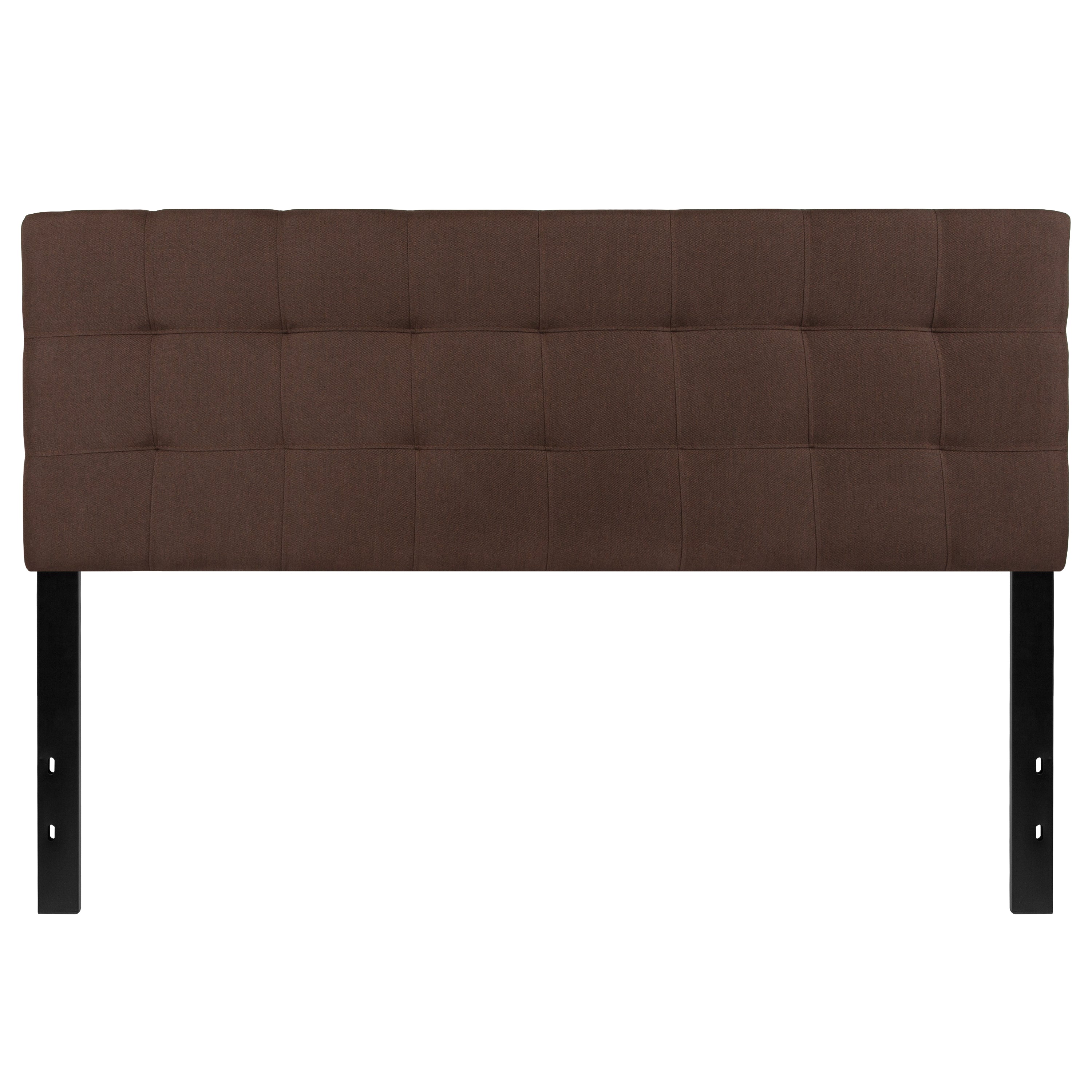 Bedford Tufted Upholstered Queen Size Headboard in Dark Brown Fabric