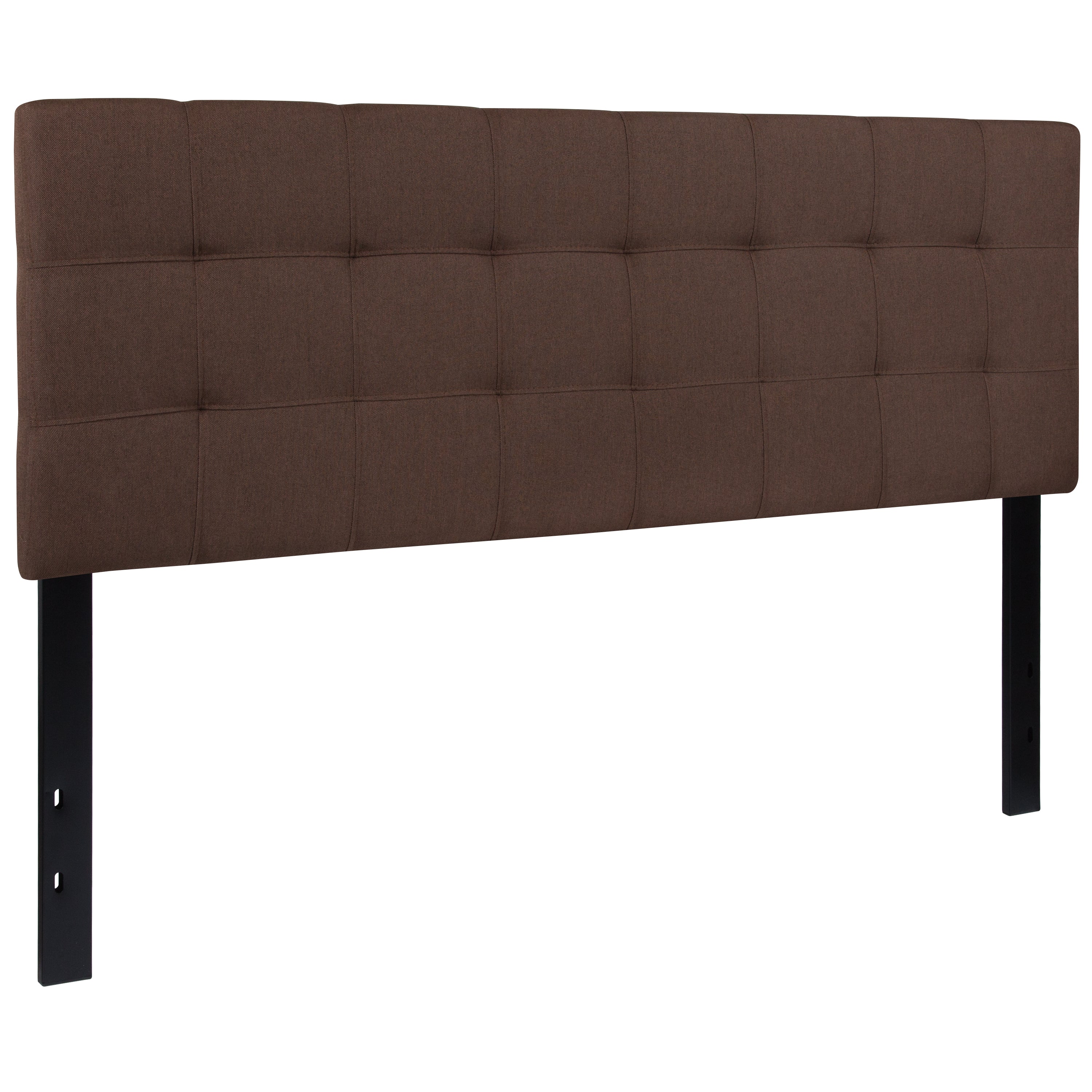 Bedford Tufted Upholstered Queen Size Headboard in Dark Brown Fabric