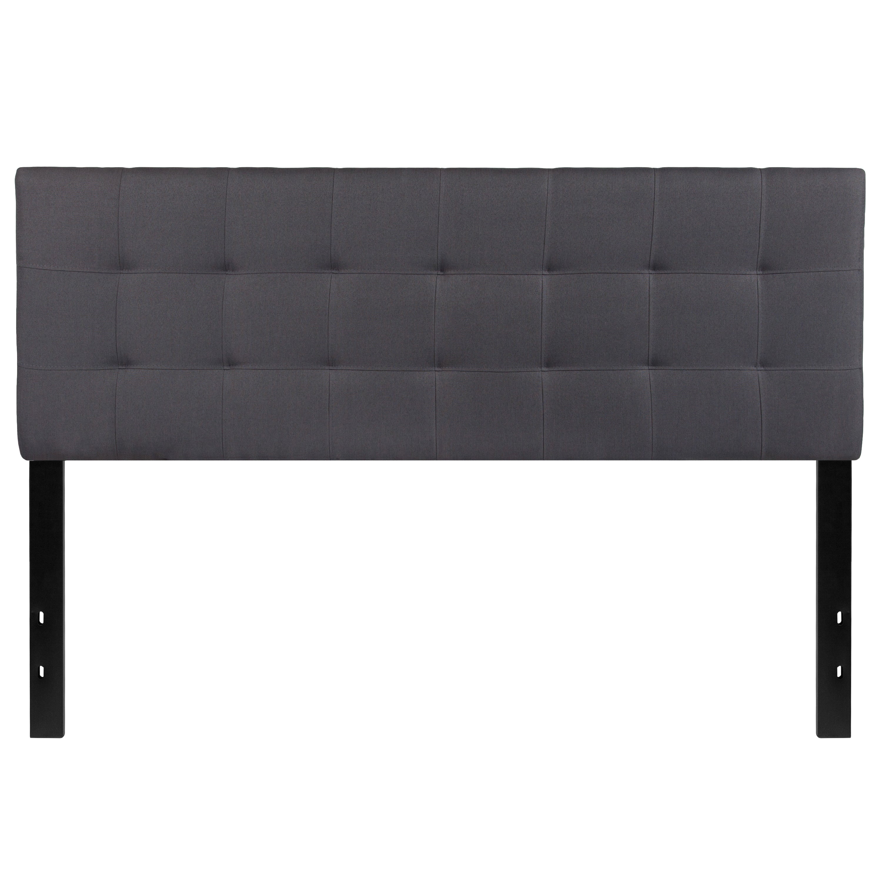 Bedford Tufted Upholstered Queen Size Headboard in Dark Gray Fabric
