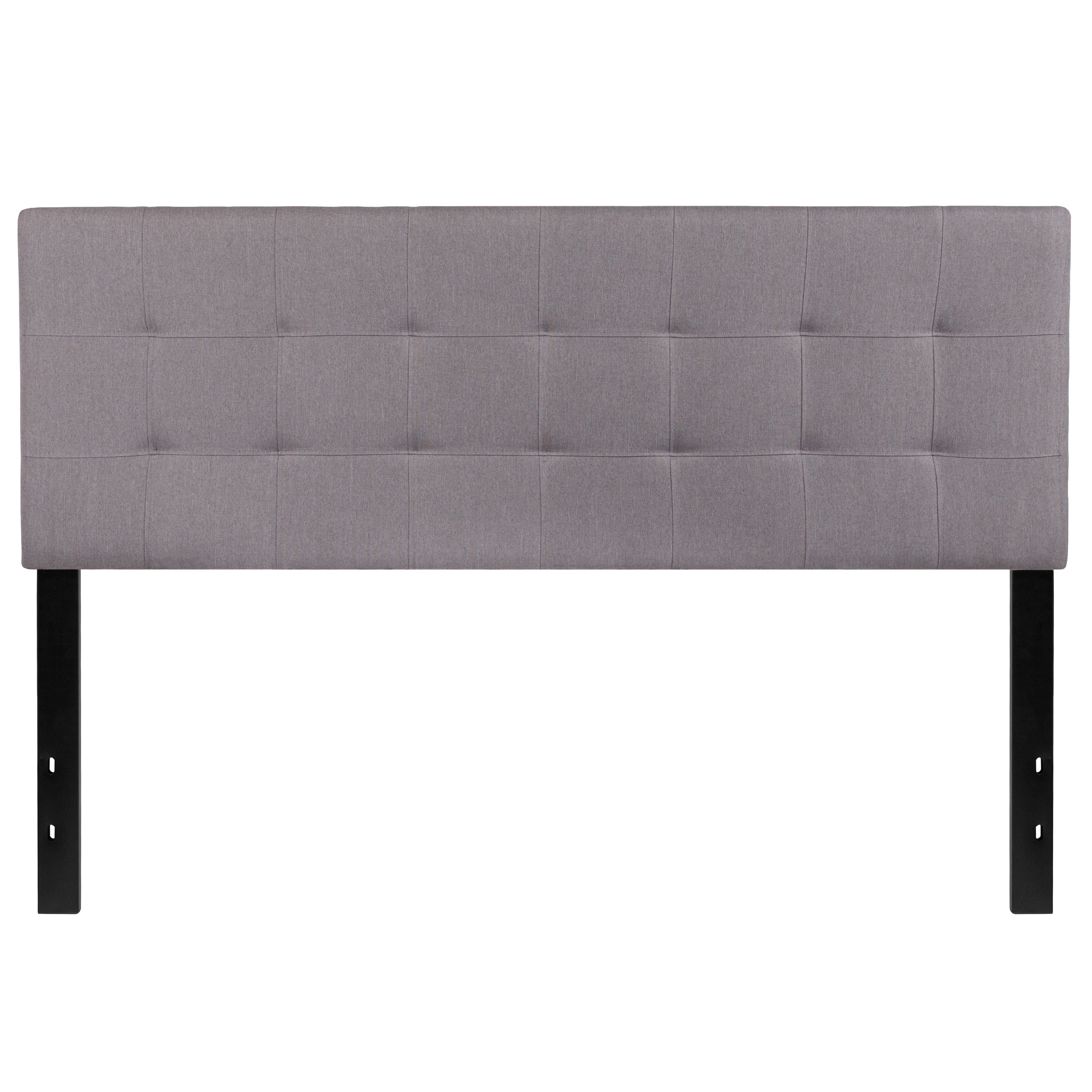 Bedford Tufted Upholstered Queen Size Headboard in Light Gray Fabric
