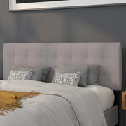 Bedford Tufted Upholstered Queen Size Headboard in Light Gray Fabric