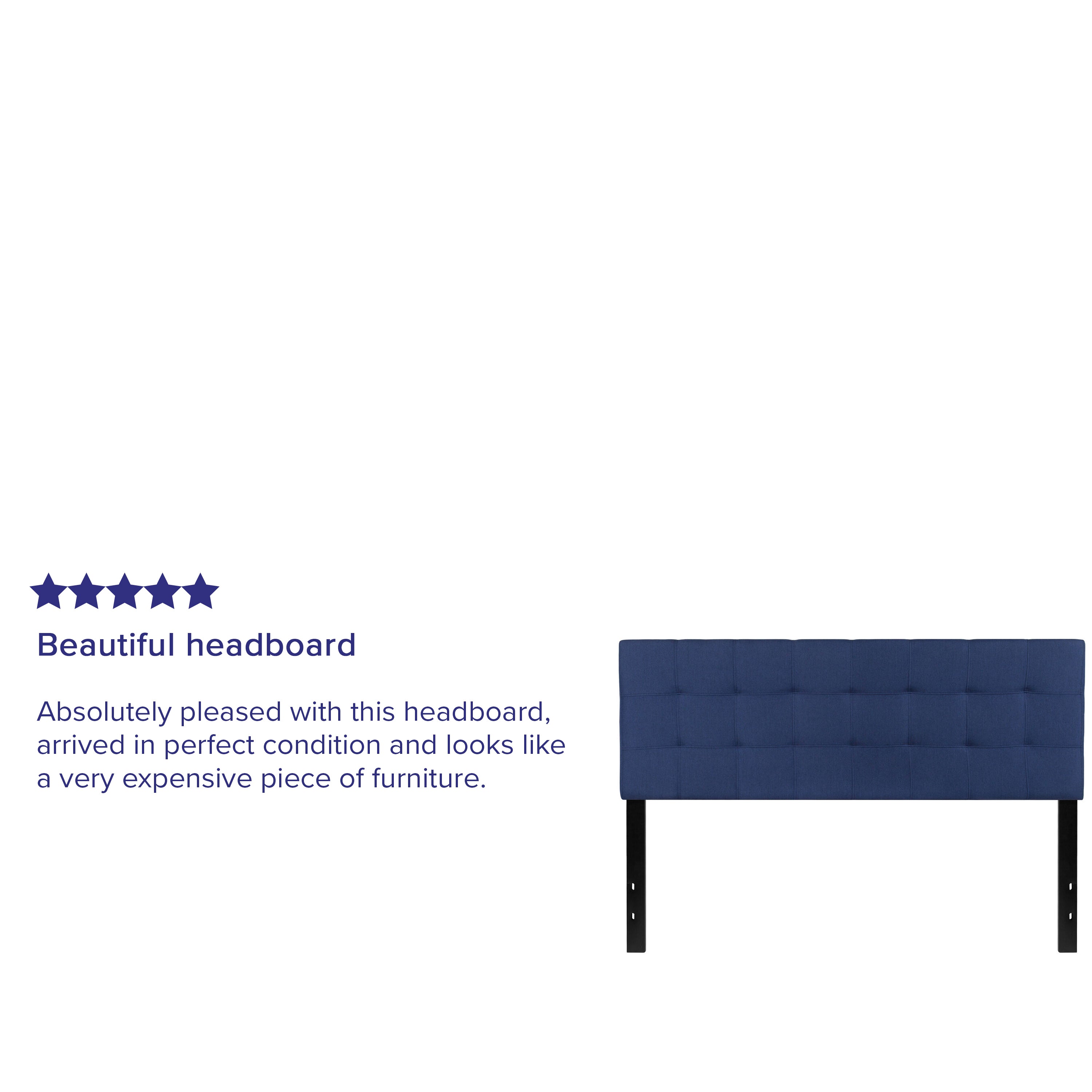 Bedford Tufted Upholstered Queen Size Headboard in Navy Fabric