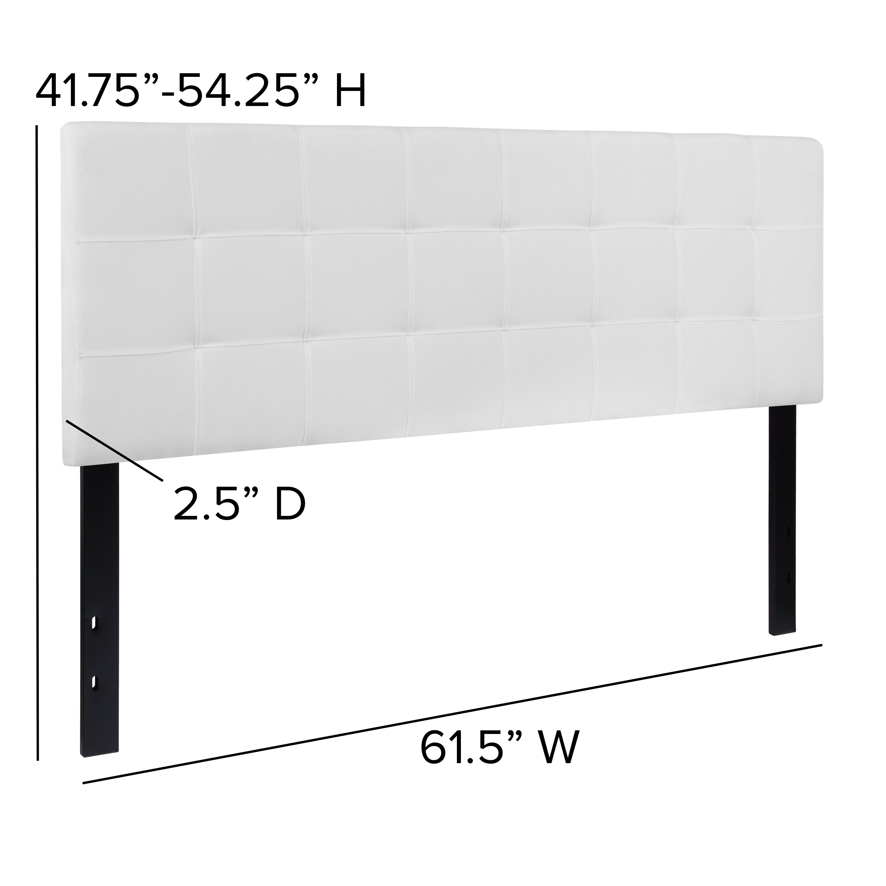 Bedford Tufted Upholstered Queen Size Headboard in White Fabric