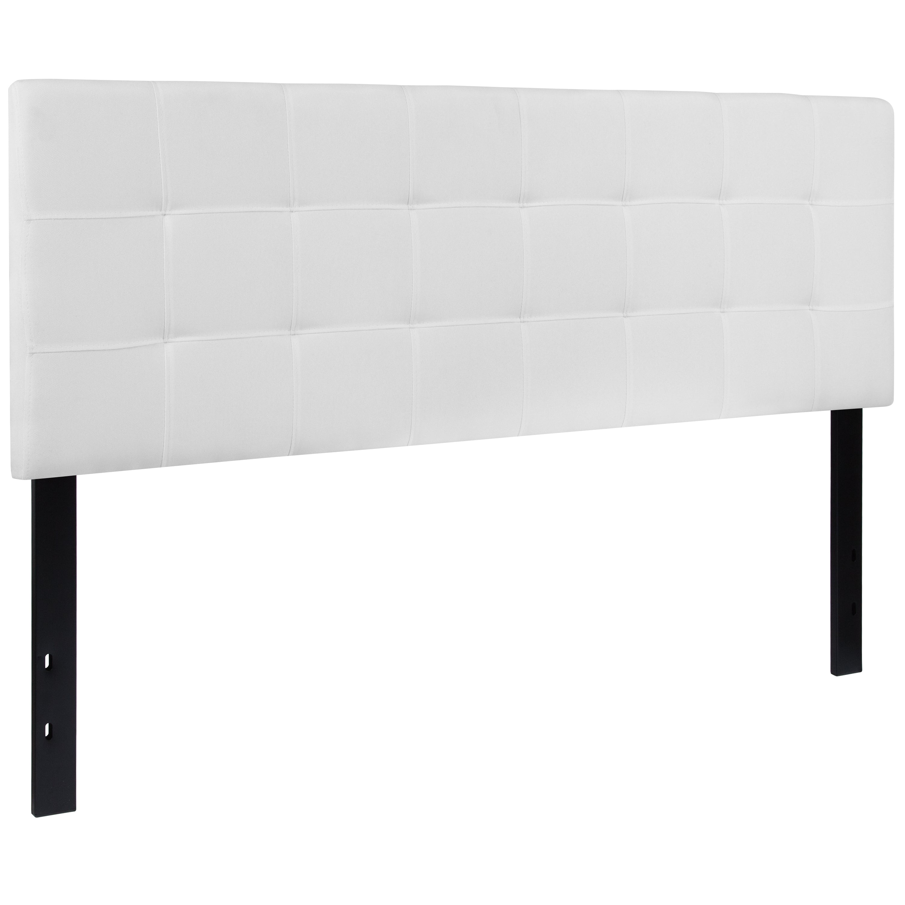 Bedford Tufted Upholstered Queen Size Headboard in White Fabric