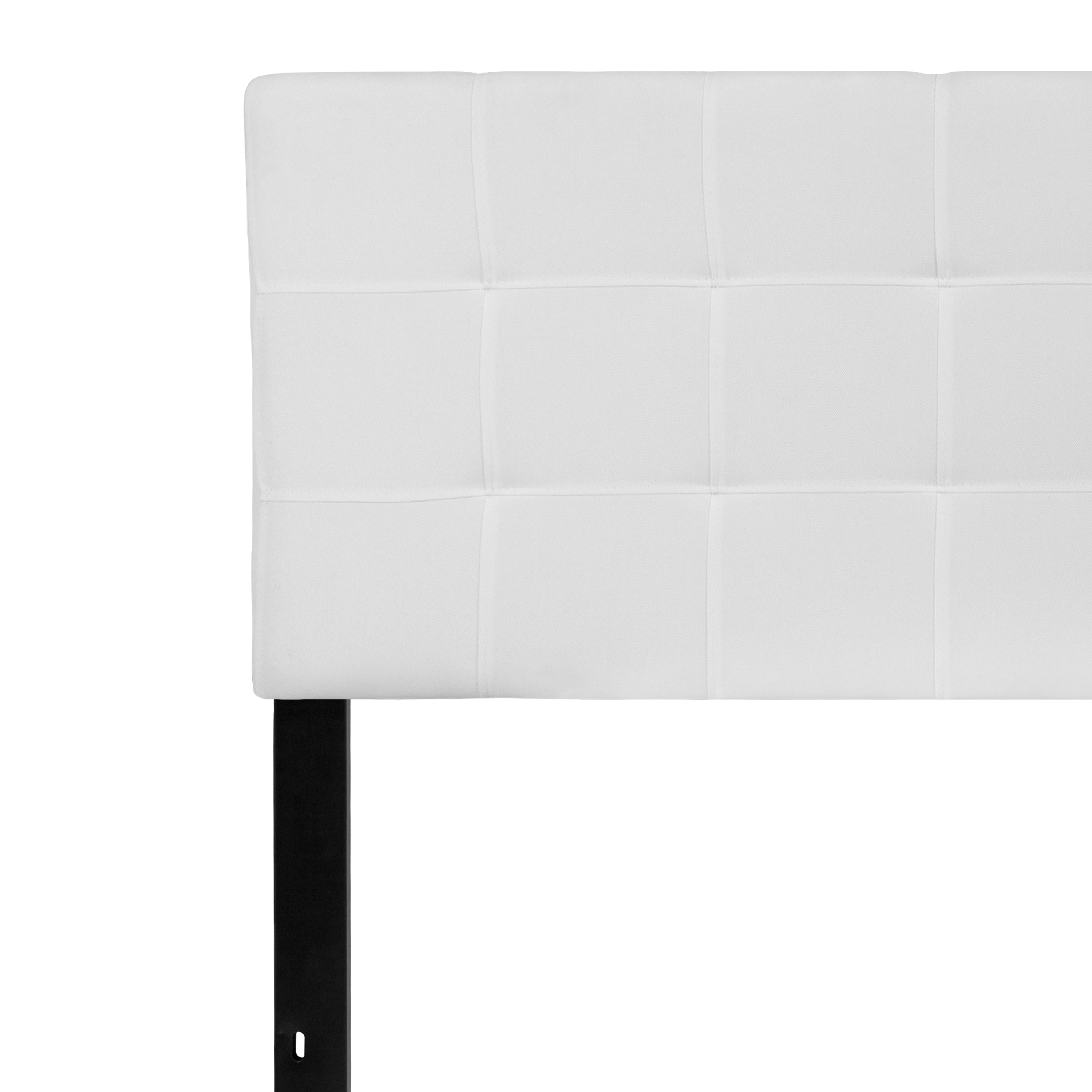 Bedford Tufted Upholstered Queen Size Headboard in White Fabric