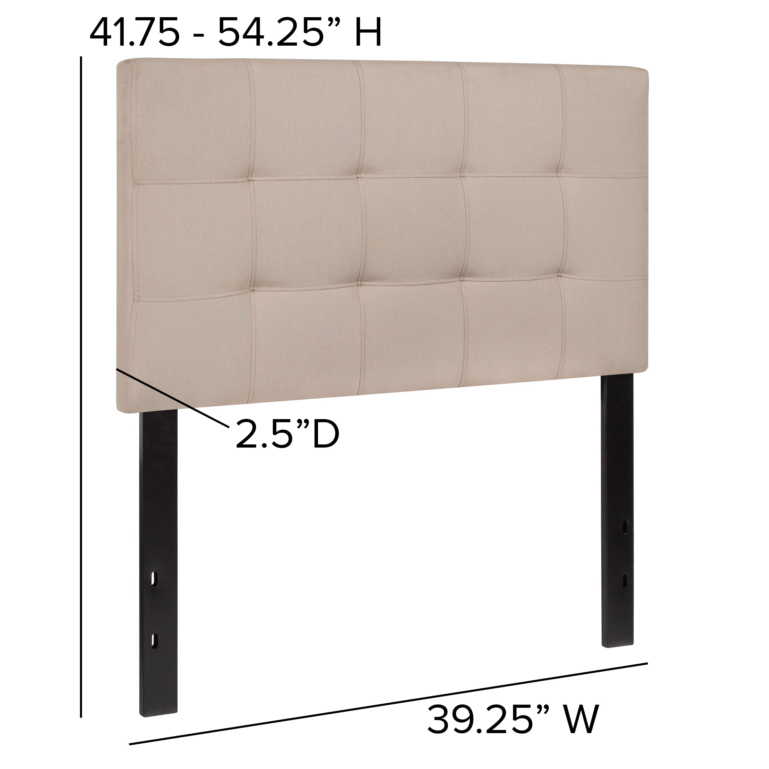 Bedford Tufted Upholstered Twin Size Headboard in Beige Fabric