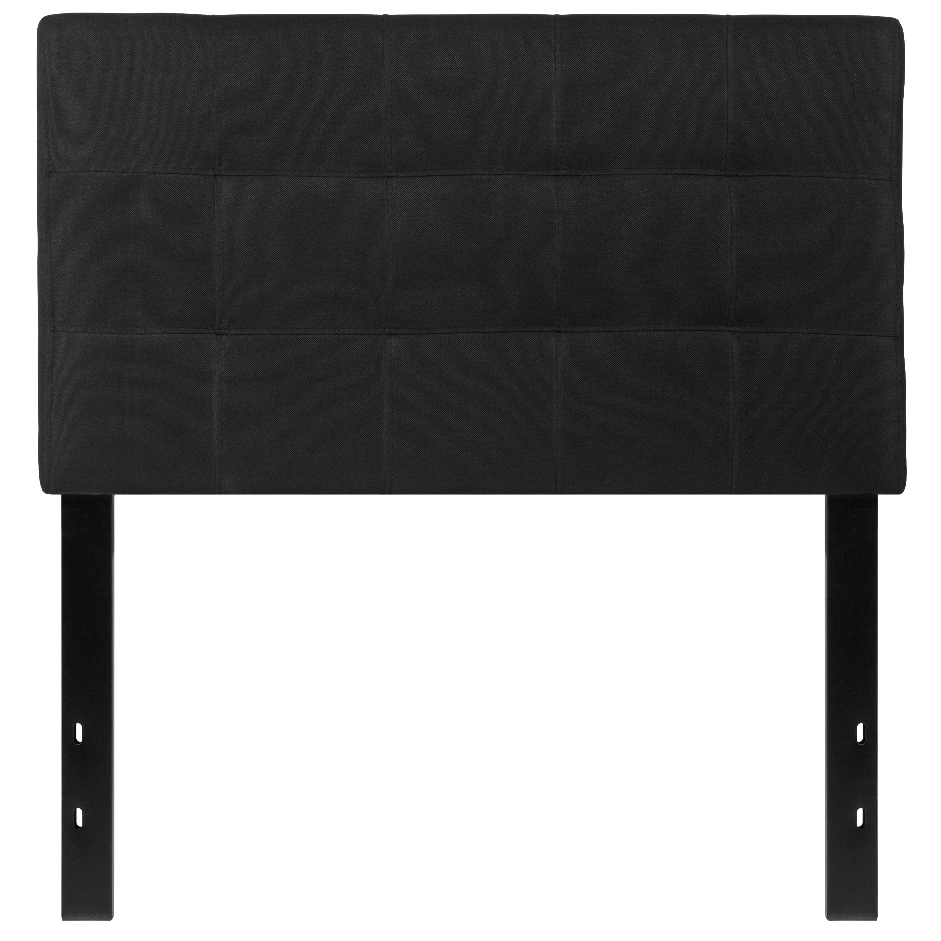 Bedford Tufted Upholstered Twin Size Headboard in Black Fabric