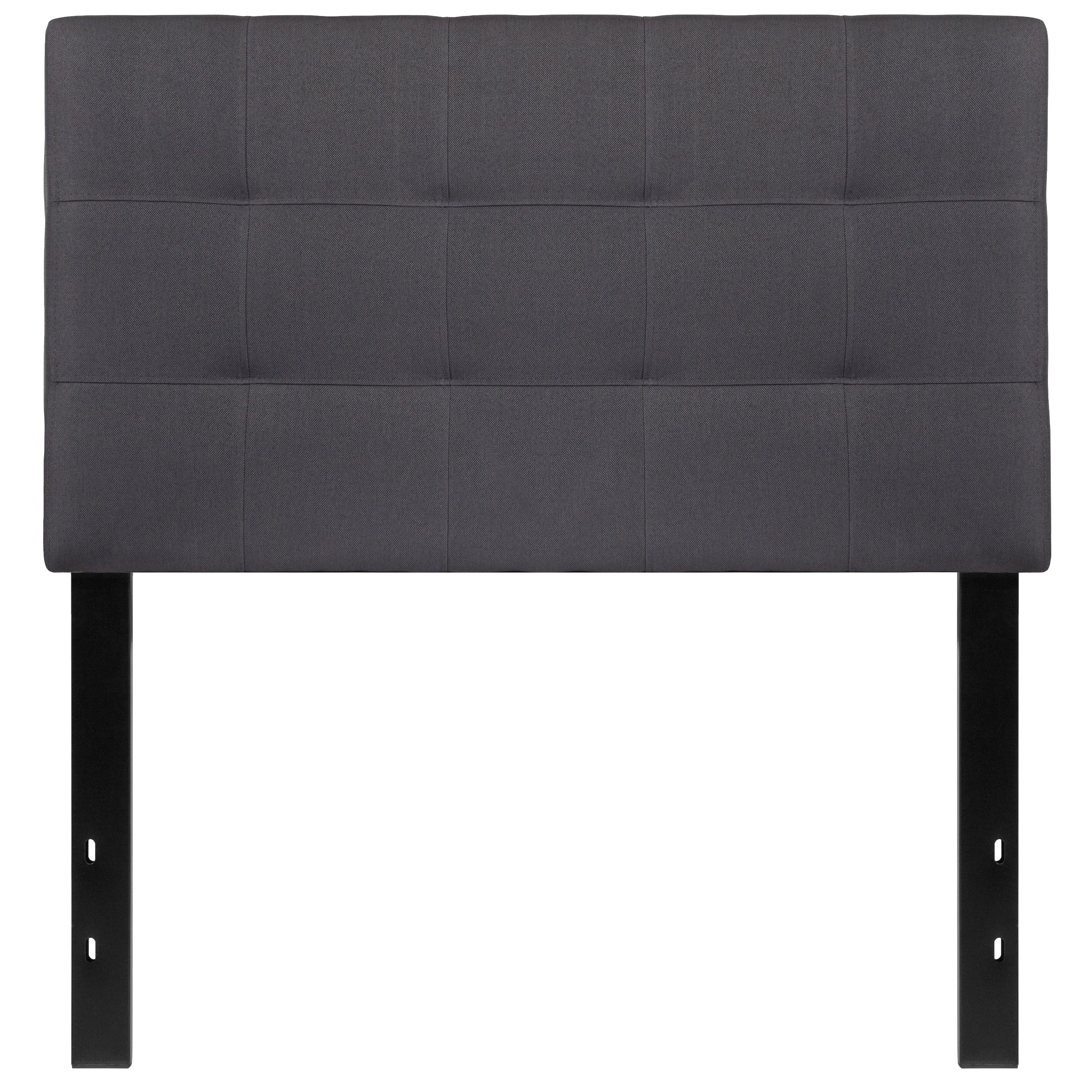 Bedford Tufted Upholstered Twin Size Headboard in Dark Gray Fabric
