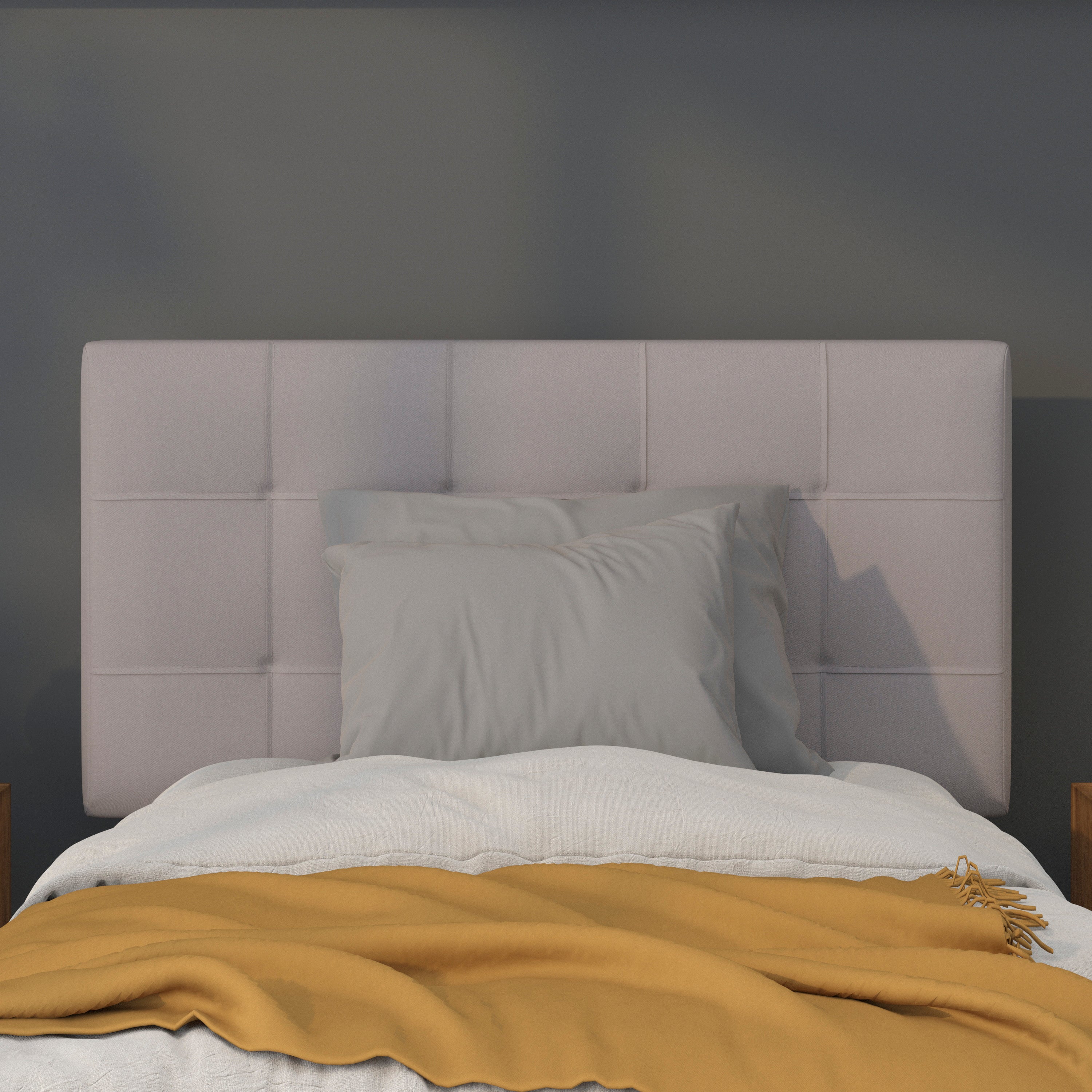 Bedford Tufted Upholstered Twin Size Headboard in Light Gray Fabric