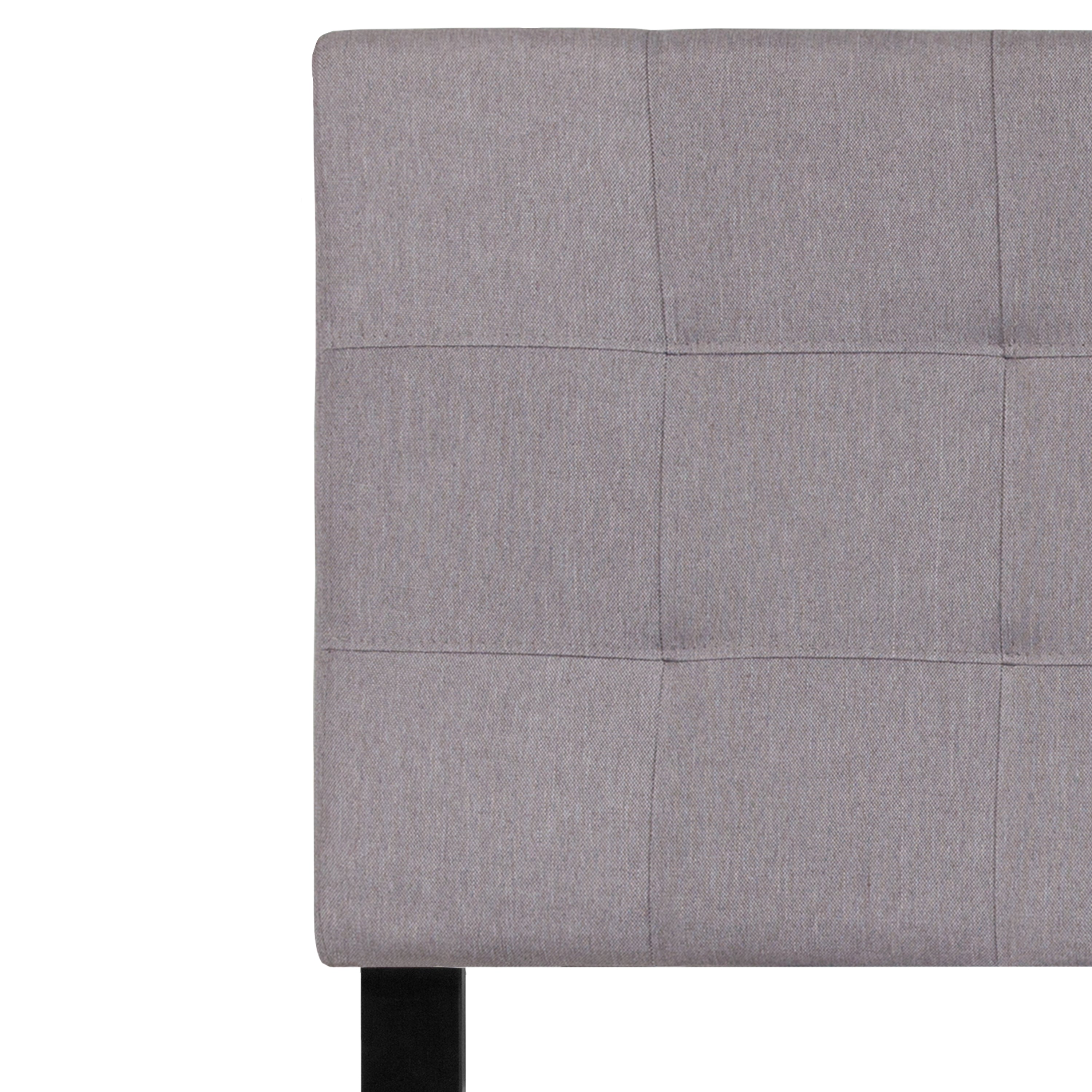 Bedford Tufted Upholstered Twin Size Headboard in Light Gray Fabric
