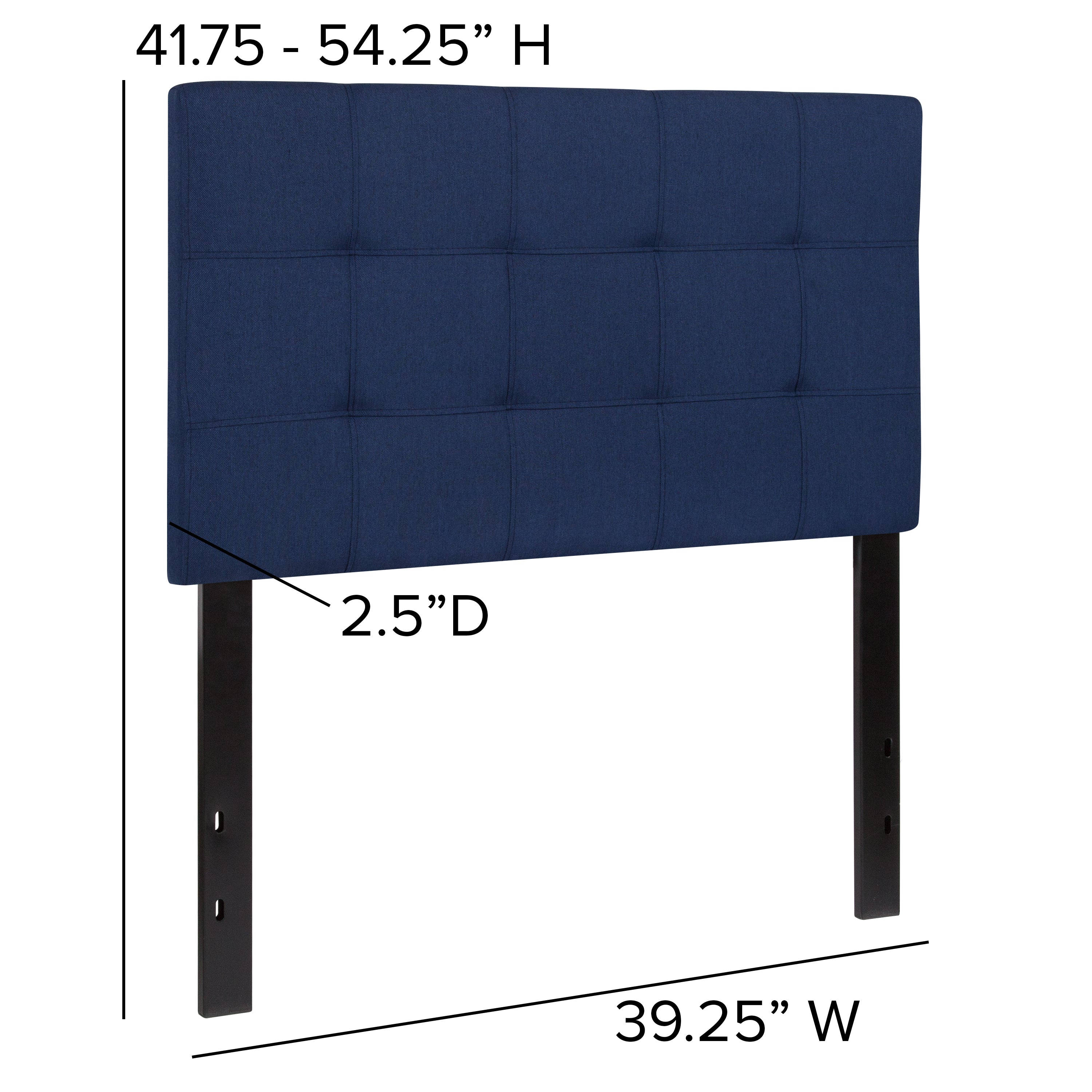 Bedford Tufted Upholstered Twin Size Headboard in Navy Fabric