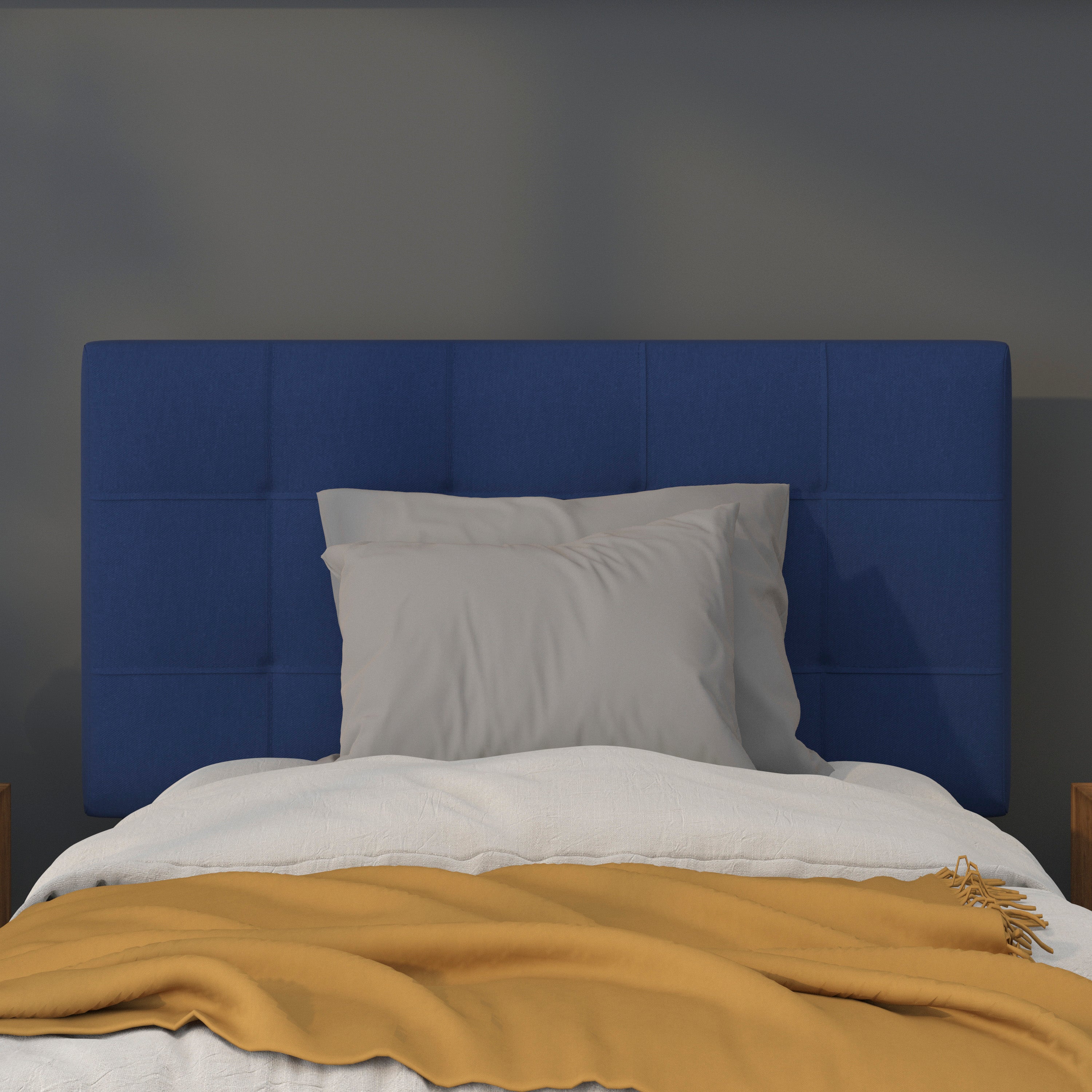 Bedford Tufted Upholstered Twin Size Headboard in Navy Fabric