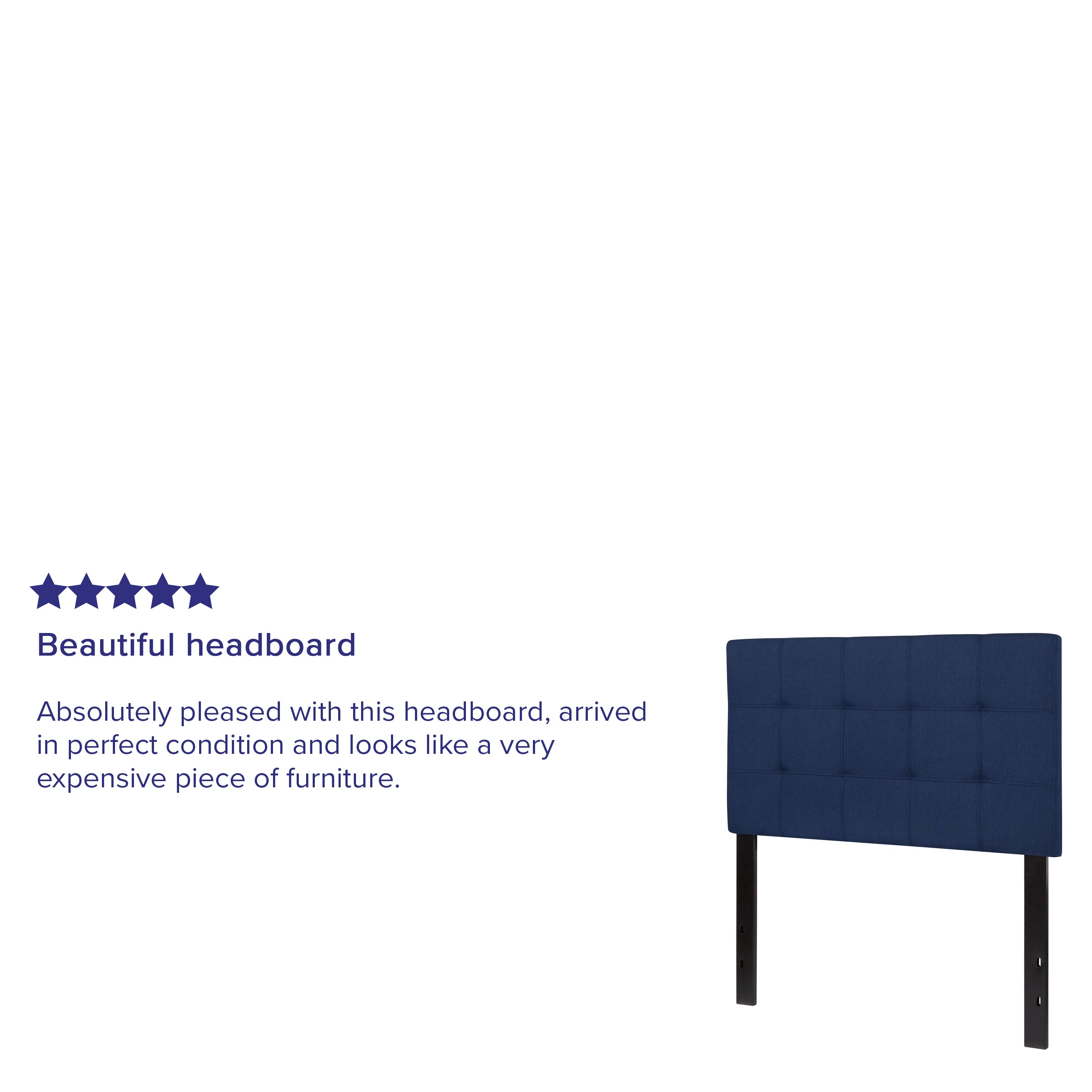 Bedford Tufted Upholstered Twin Size Headboard in Navy Fabric