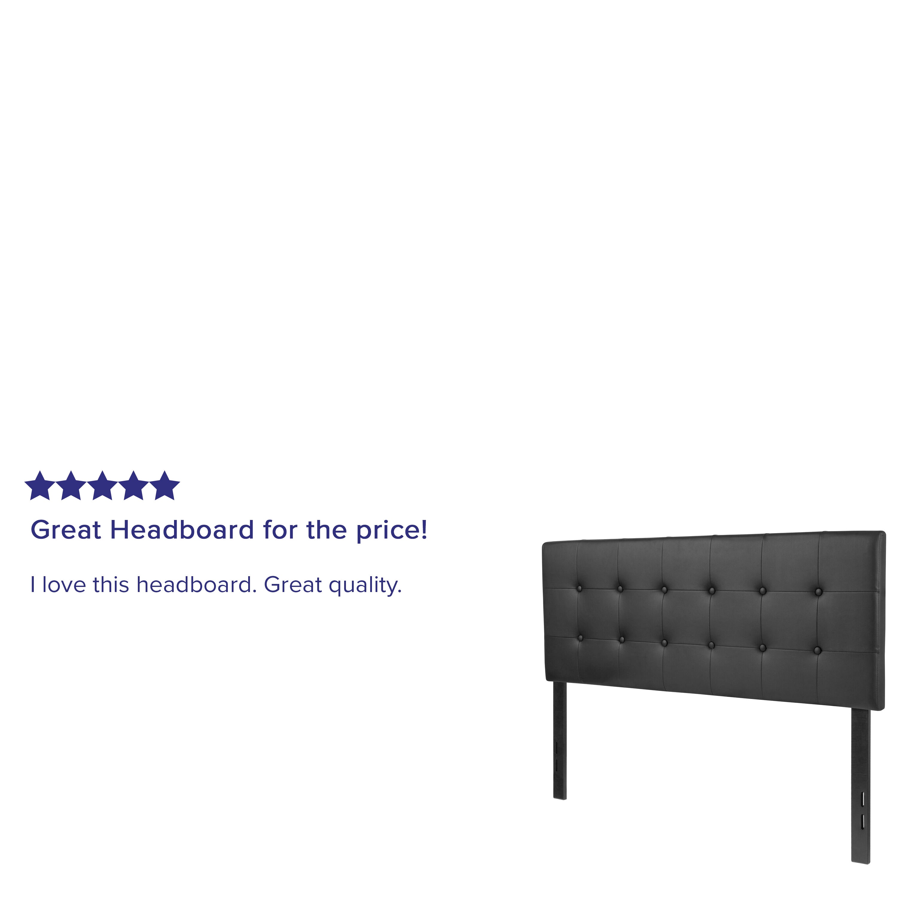 Lennox Tufted Upholstered Full Size Headboard in Black Vinyl
