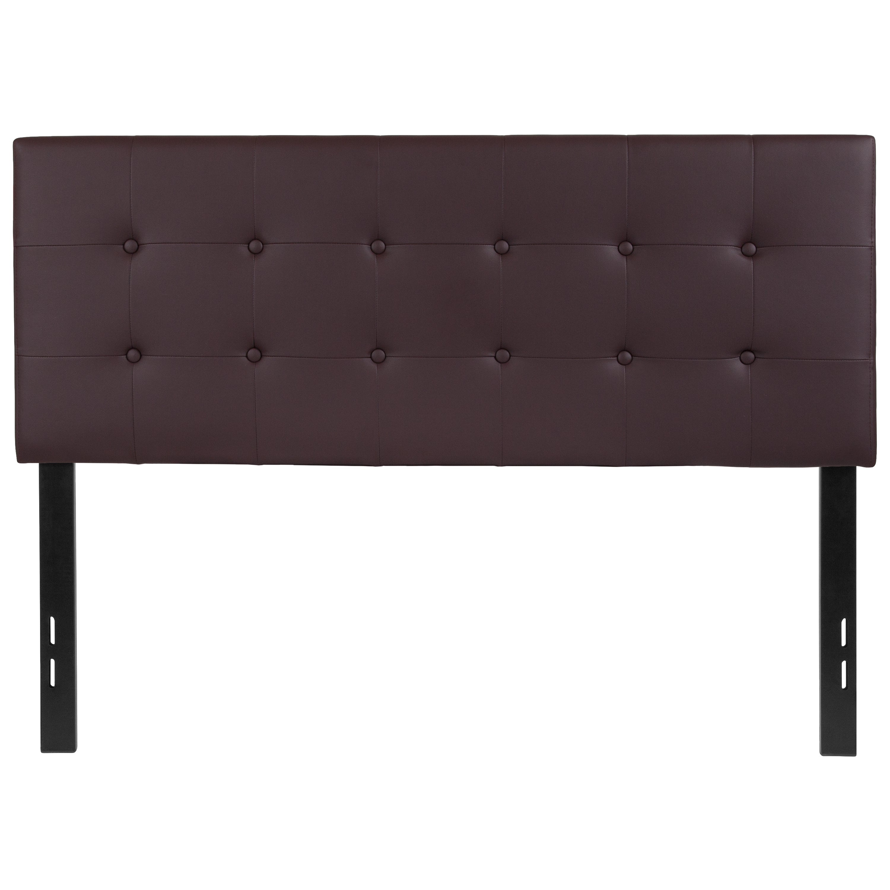 Lennox Tufted Upholstered Full Size Headboard in Brown Vinyl