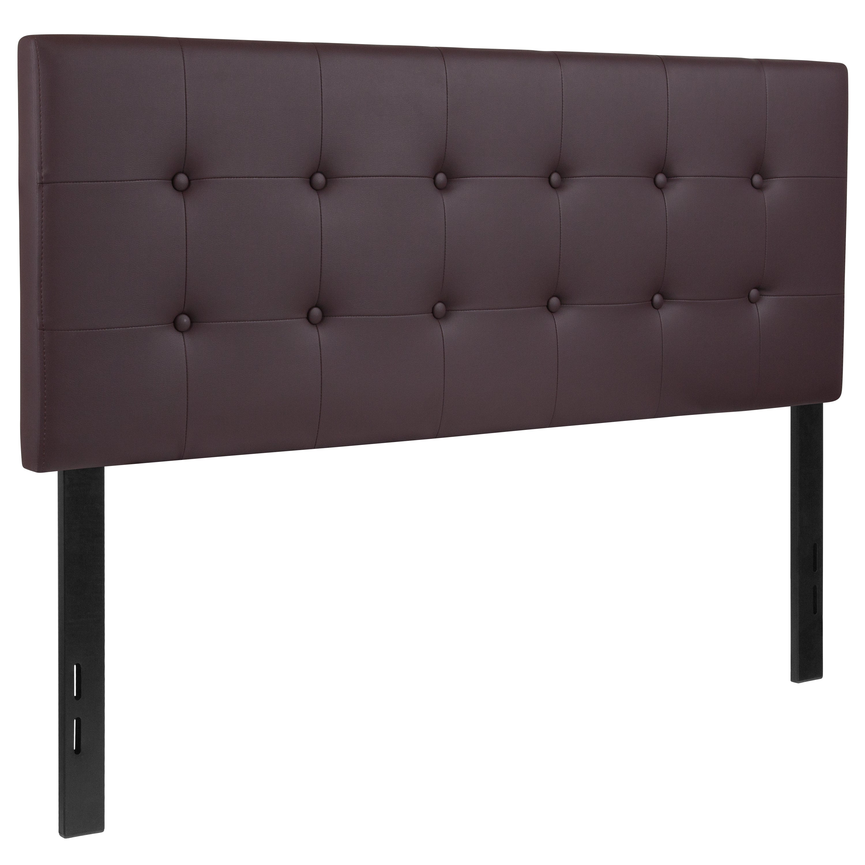 Lennox Tufted Upholstered Full Size Headboard in Brown Vinyl