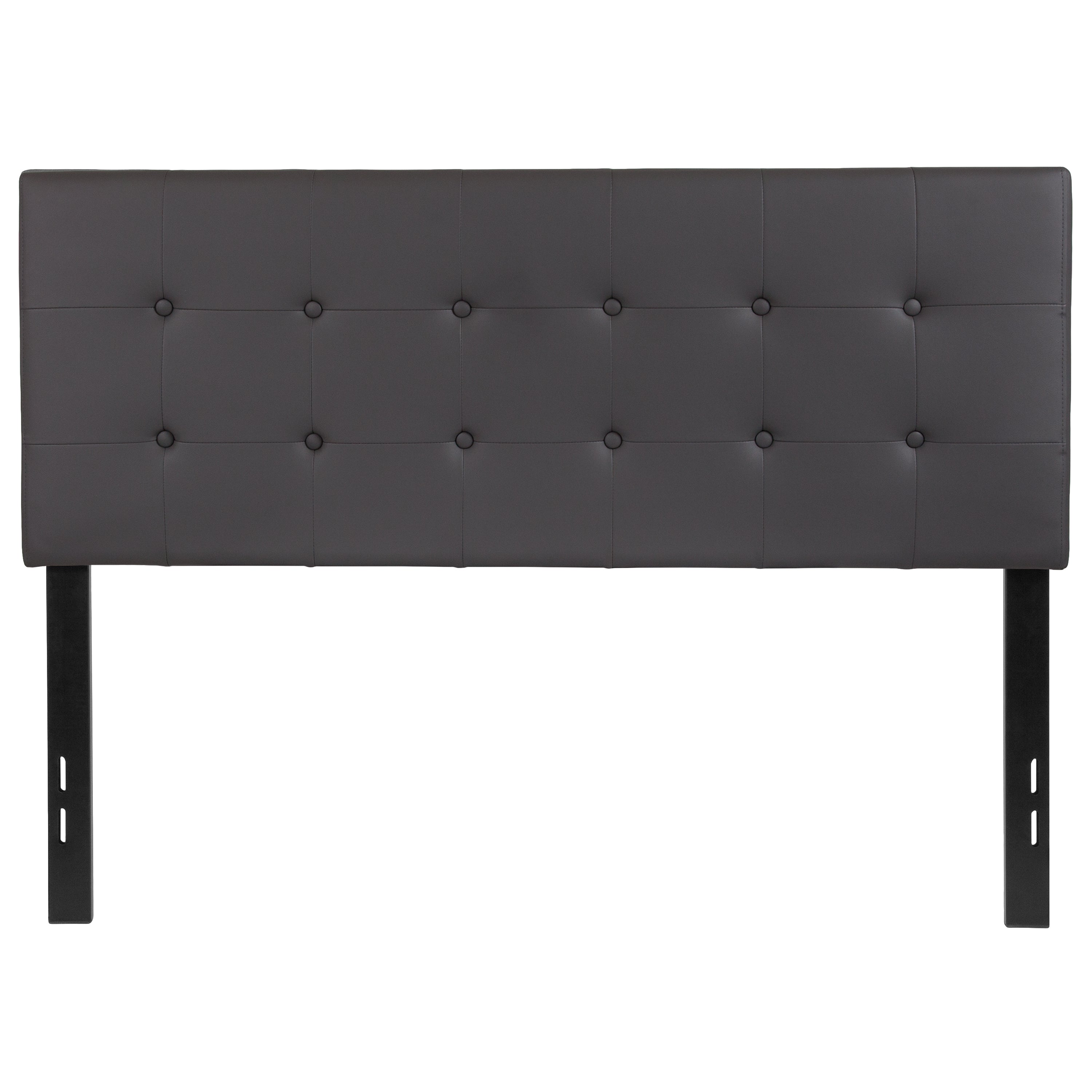 Lennox Tufted Upholstered Full Size Headboard in Gray Vinyl