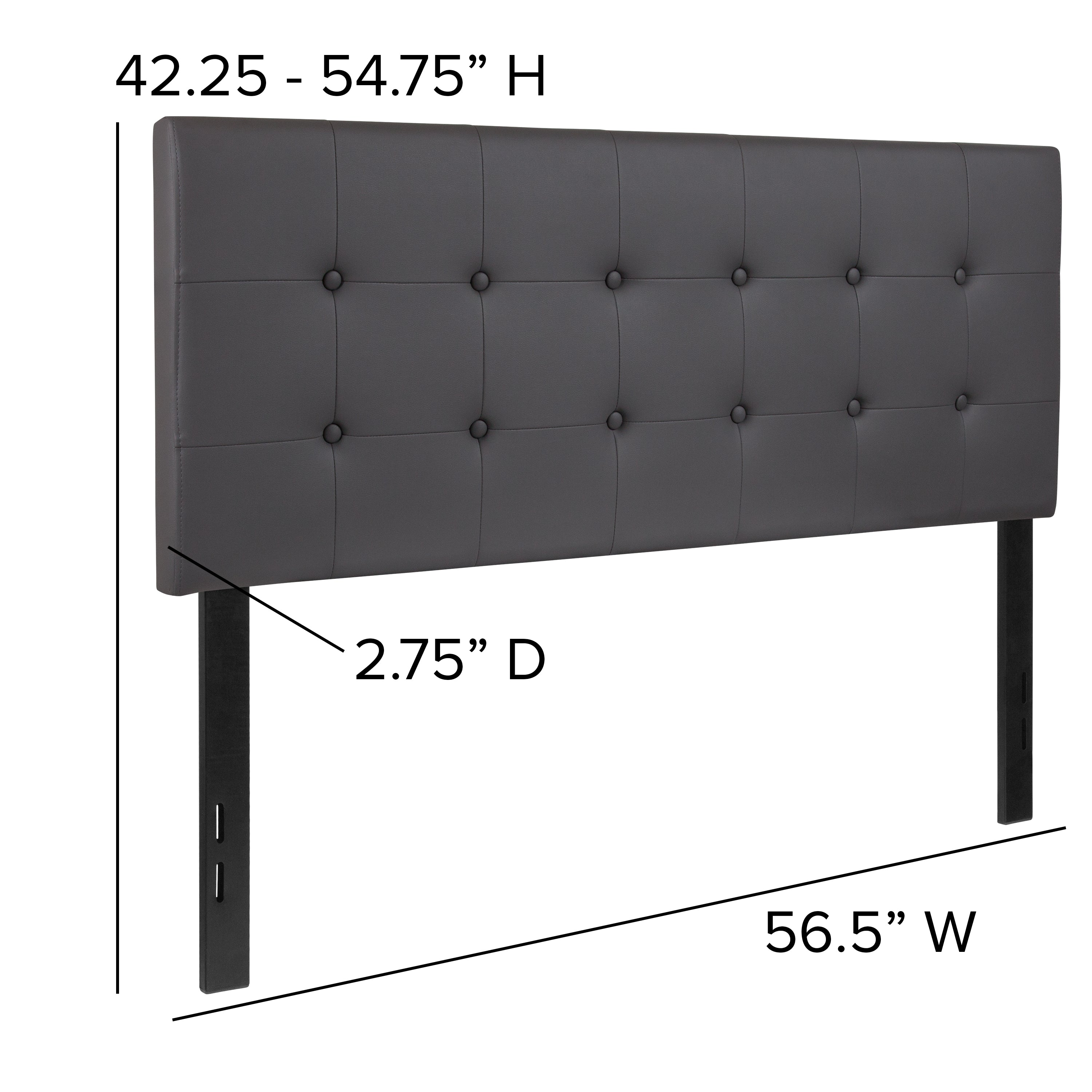Lennox Tufted Upholstered Full Size Headboard in Gray Vinyl
