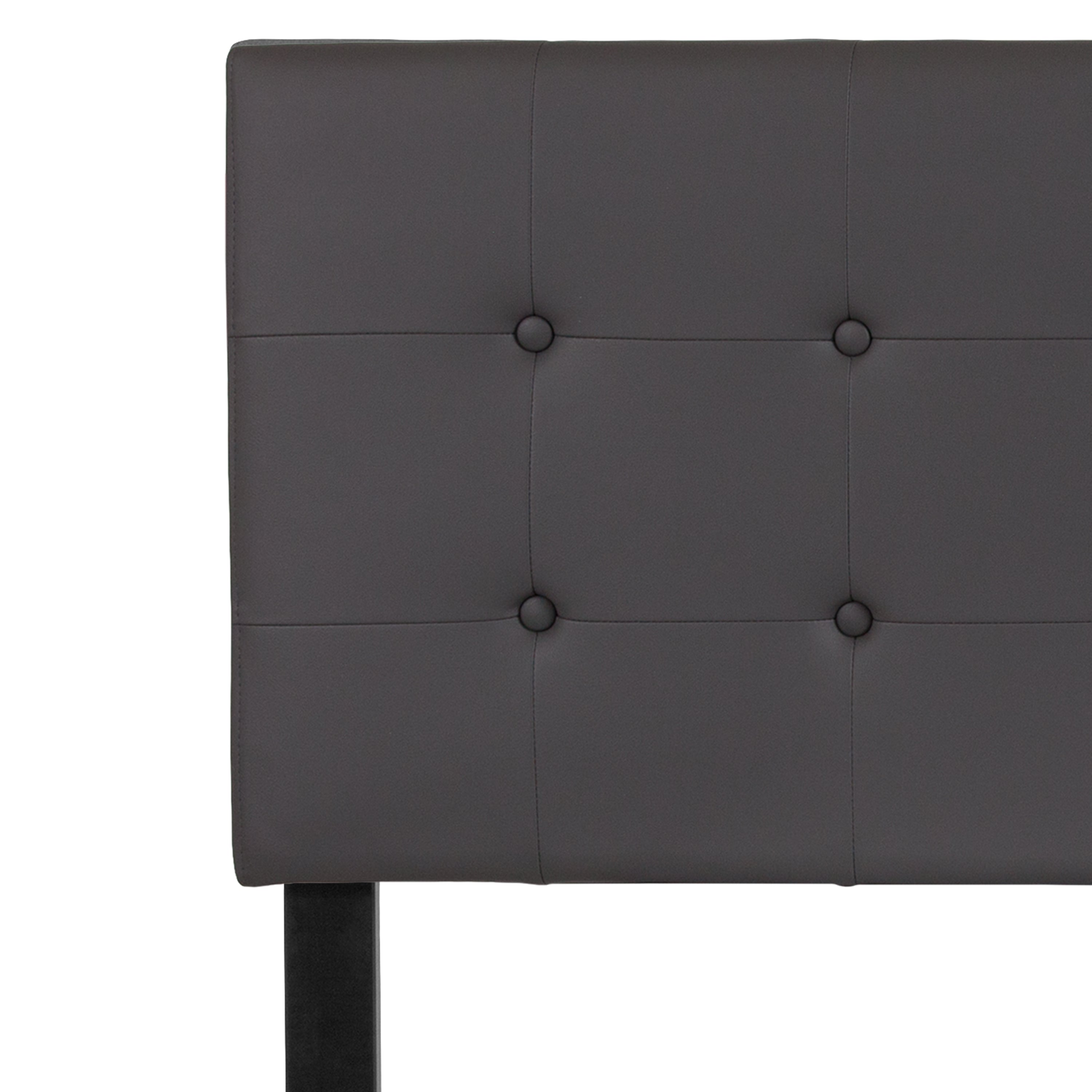 Lennox Tufted Upholstered Full Size Headboard in Gray Vinyl
