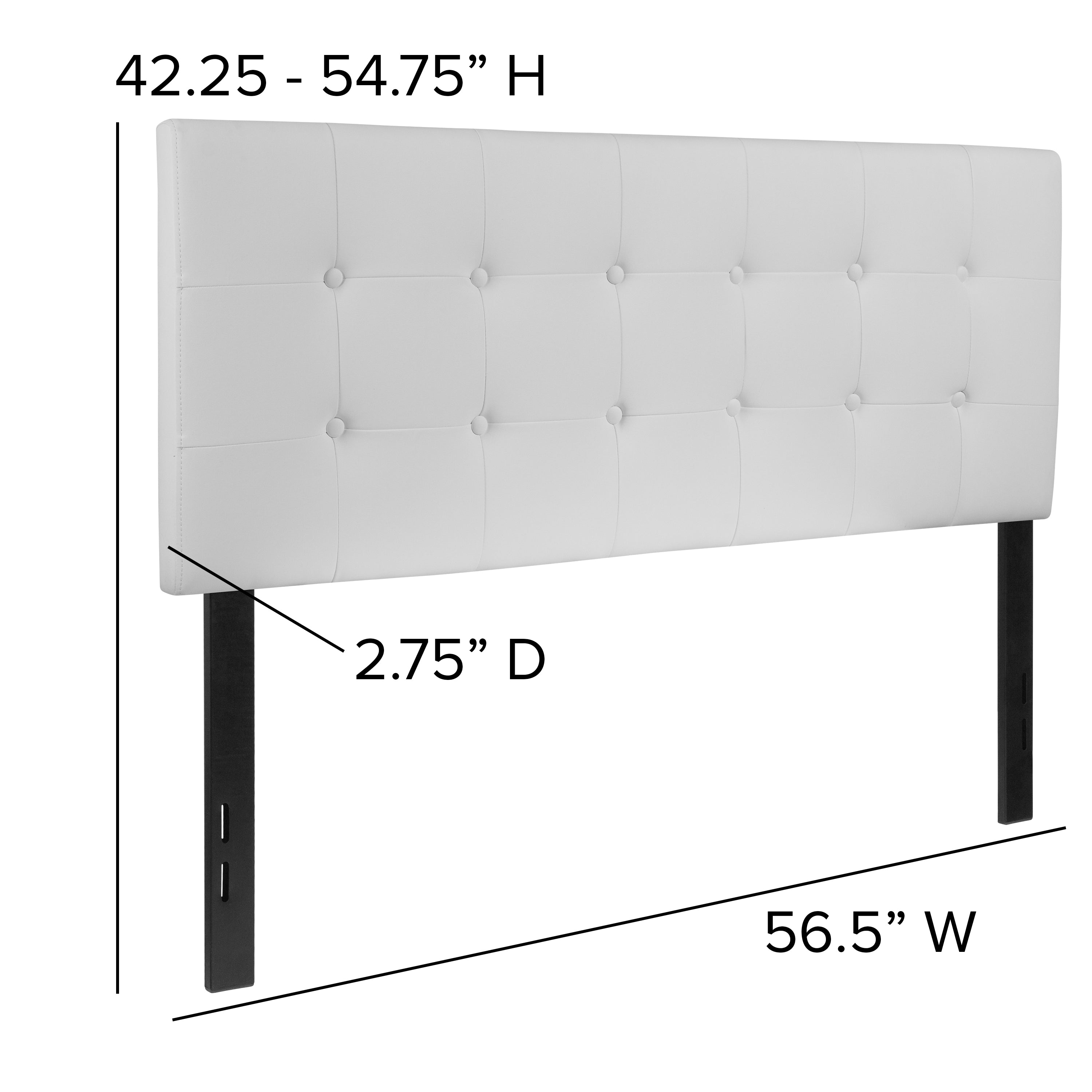 Lennox Tufted Upholstered Full Size Headboard in White Vinyl