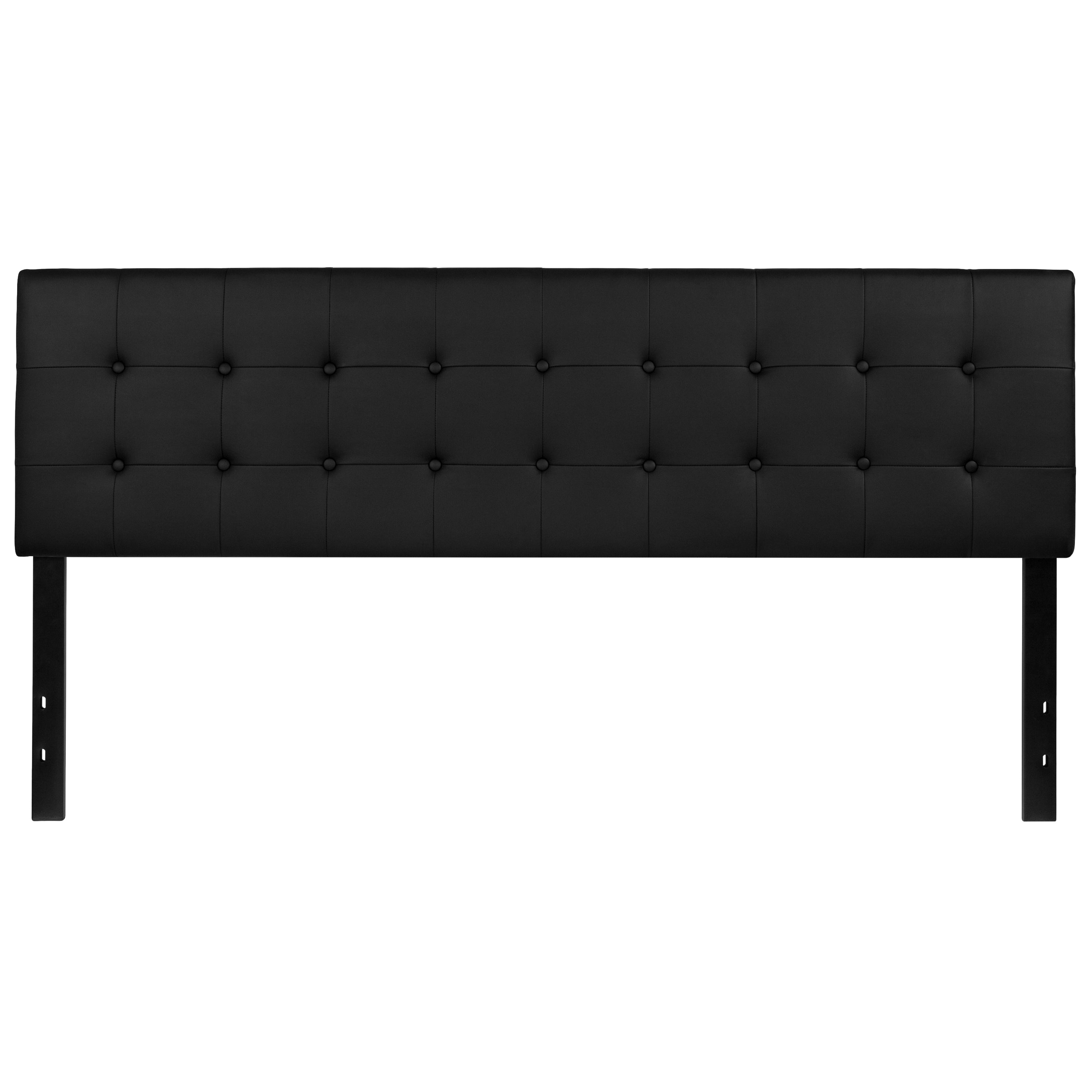 Lennox Tufted Upholstered King Size Headboard in Black Vinyl