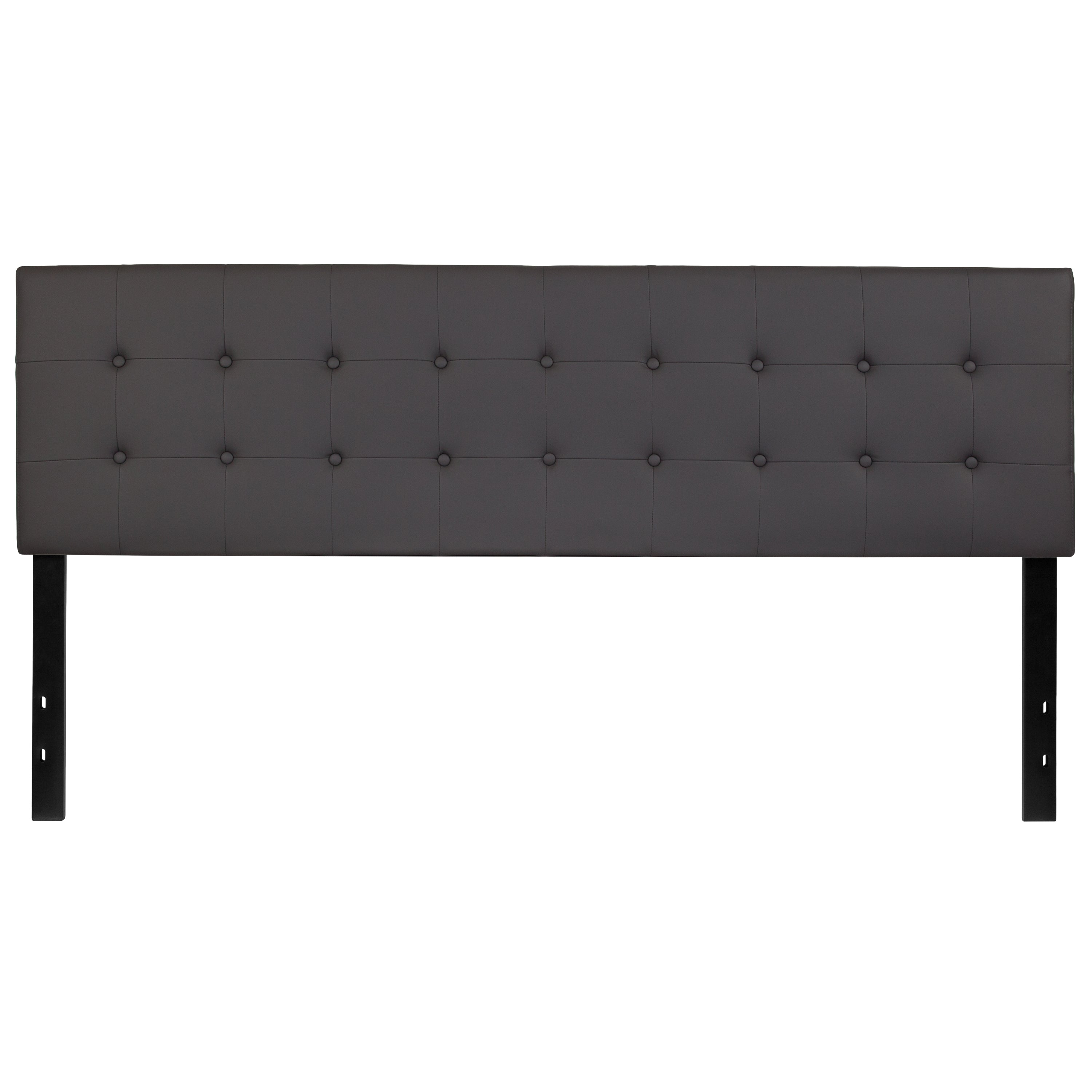 Lennox Tufted Upholstered King Size Headboard in Gray Vinyl