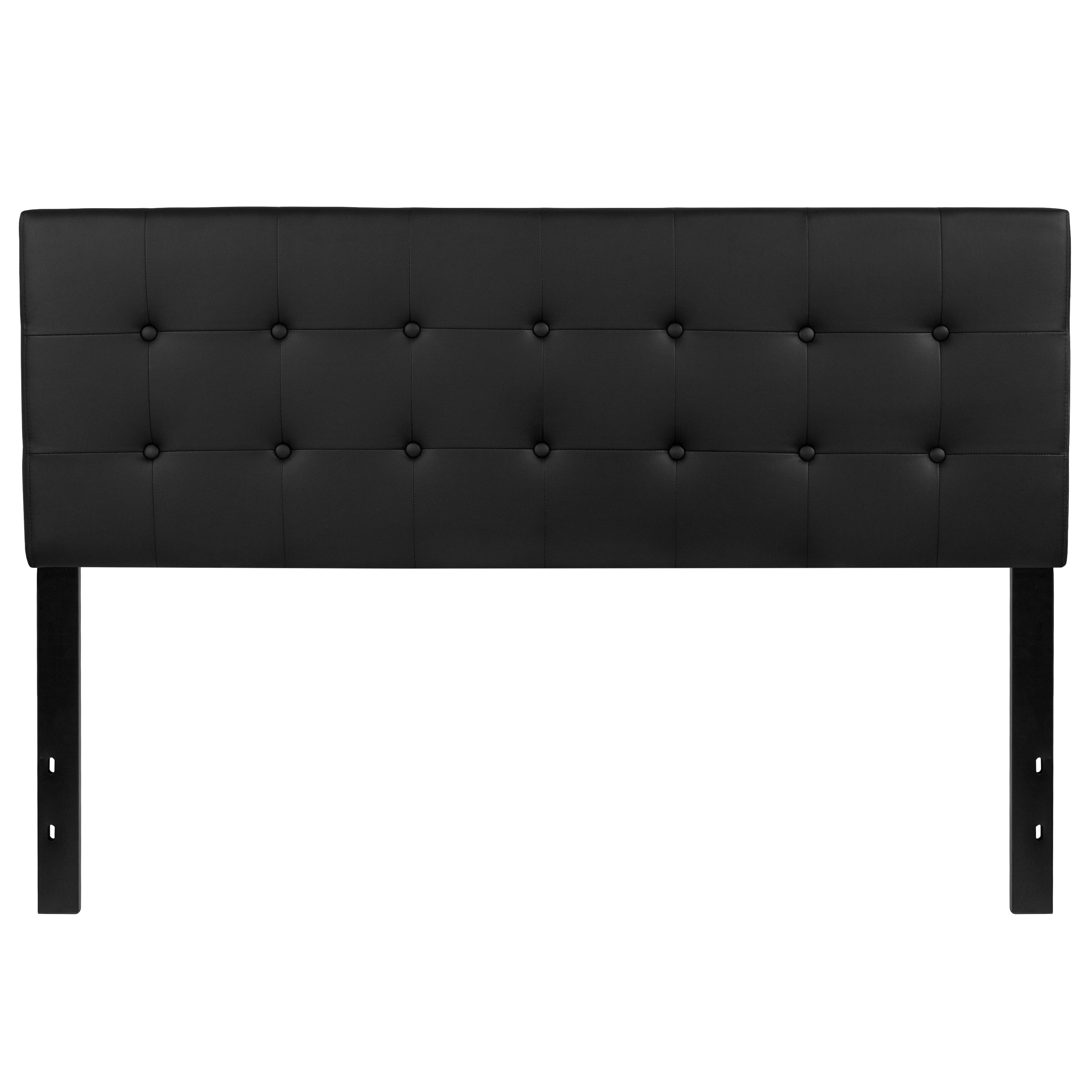 Lennox Tufted Upholstered Queen Size Headboard in Black Vinyl