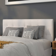 Lennox Tufted Upholstered Queen Size Headboard in White Vinyl