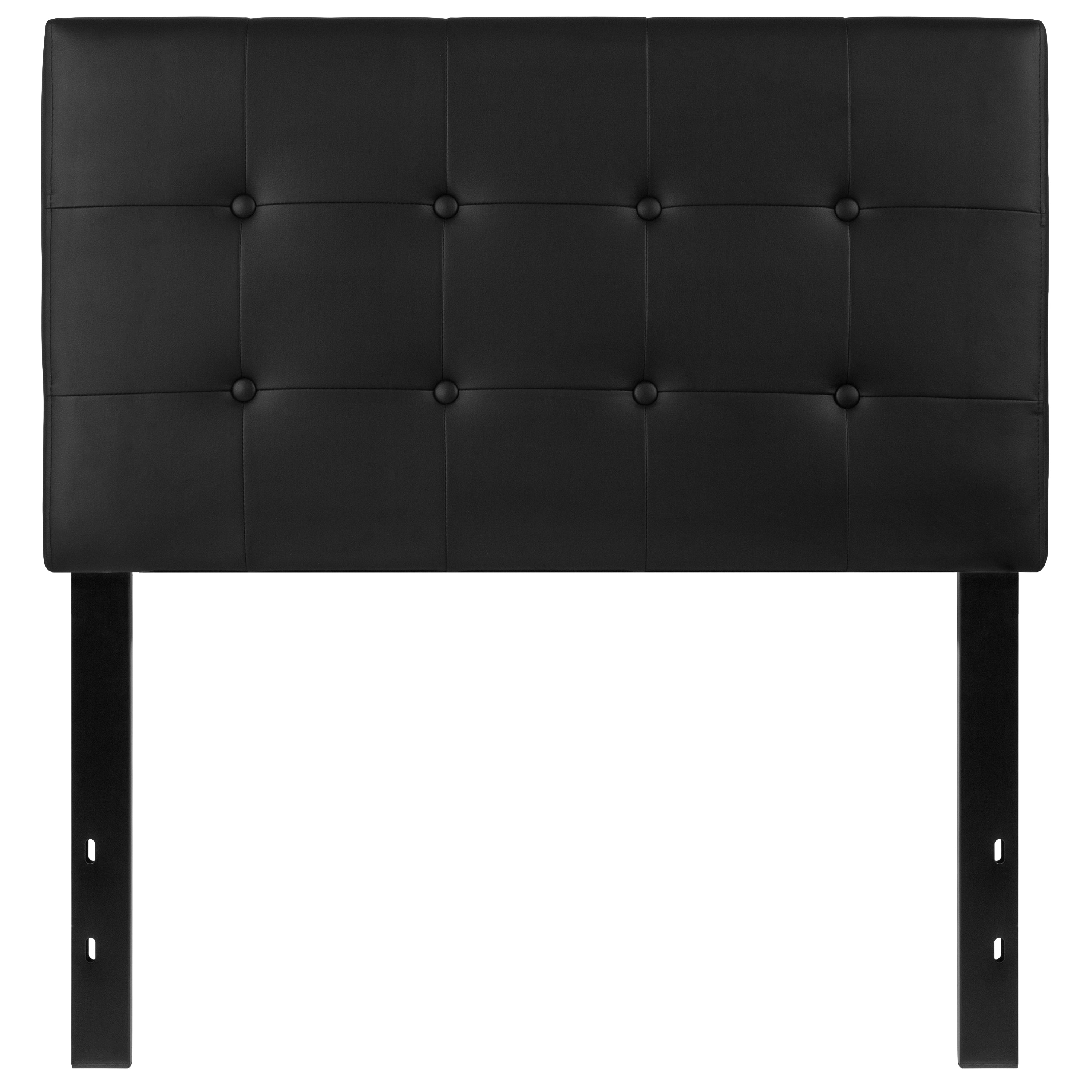 Lennox Tufted Upholstered Twin Size Headboard in Black Vinyl