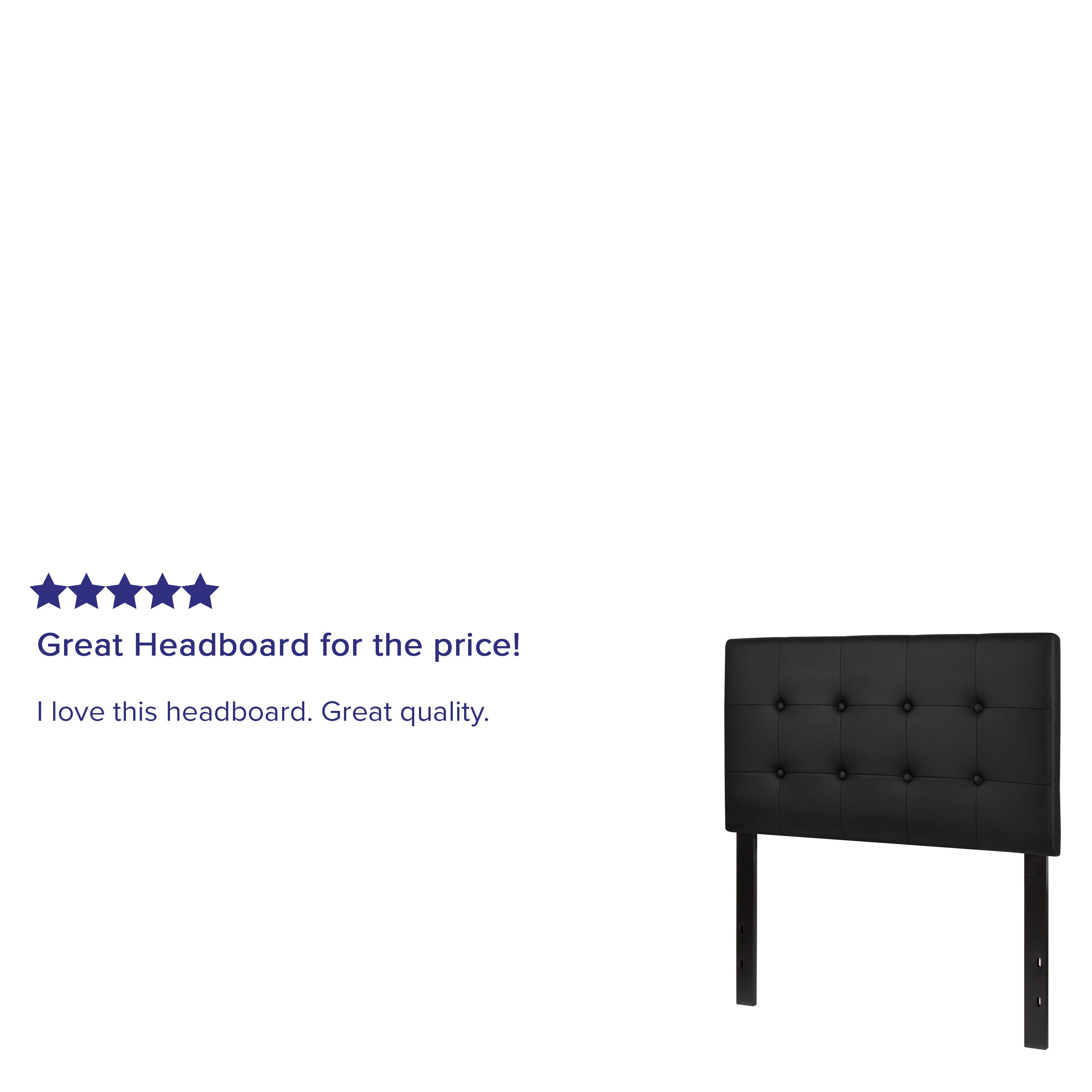Lennox Tufted Upholstered Twin Size Headboard in Black Vinyl